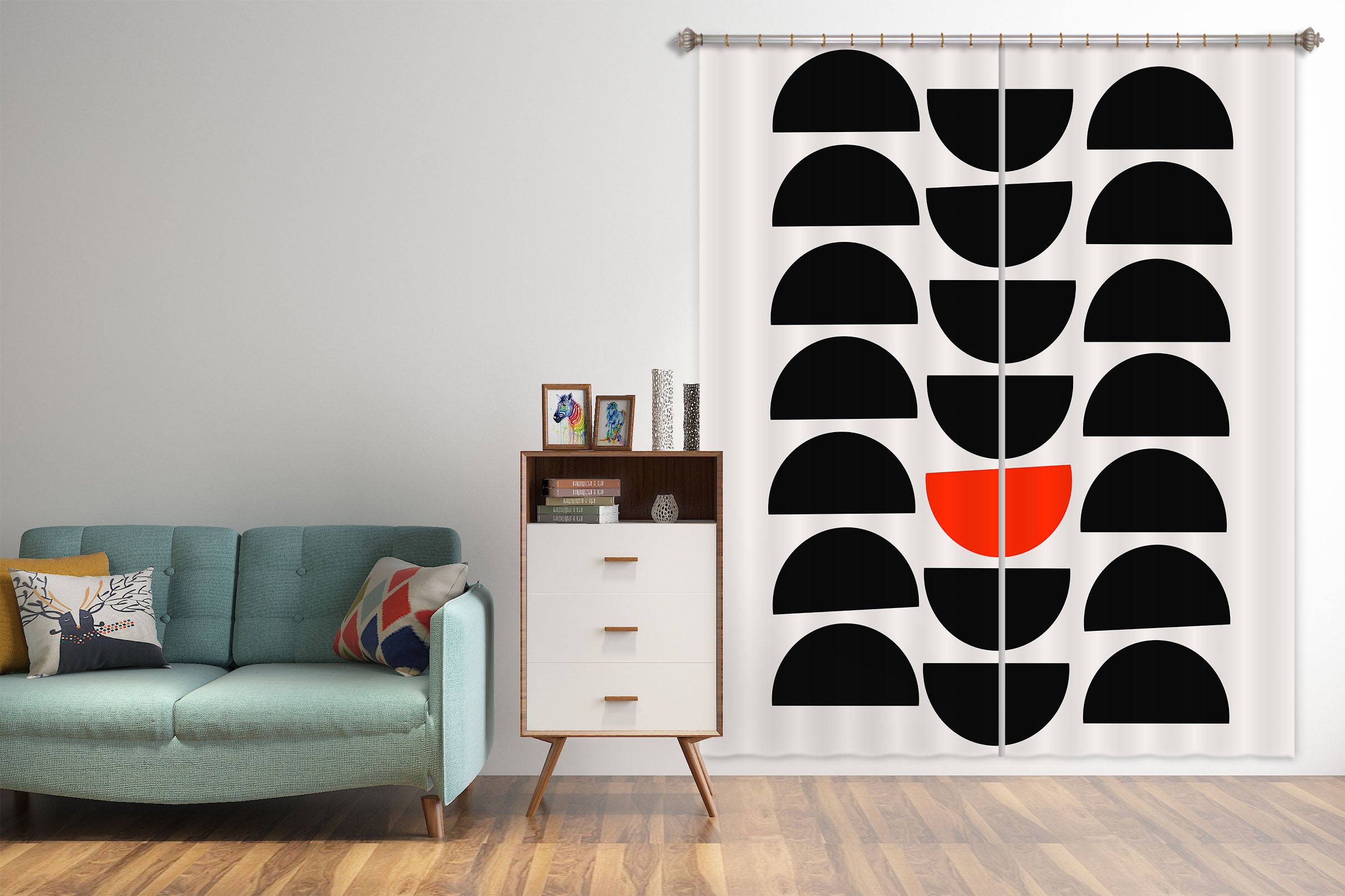 3D Red Circle 1103 Boris Draschoff Curtain Curtains Drapes