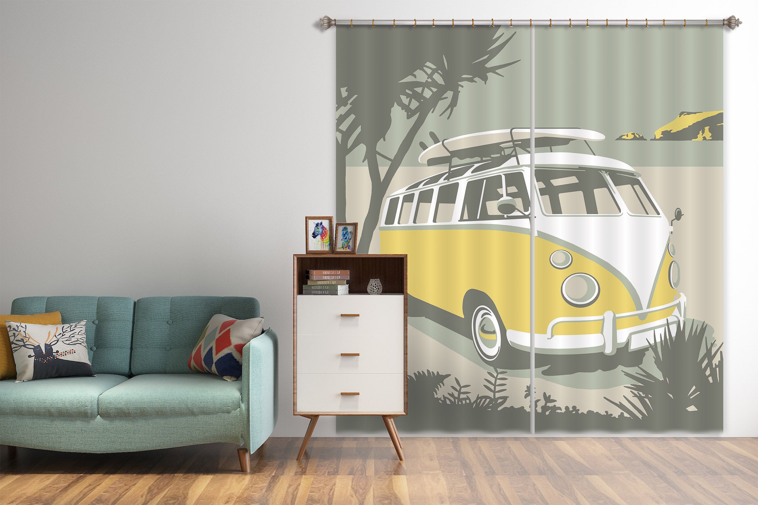 3D Polzeath Camper 131 Steve Read Curtain Curtains Drapes
