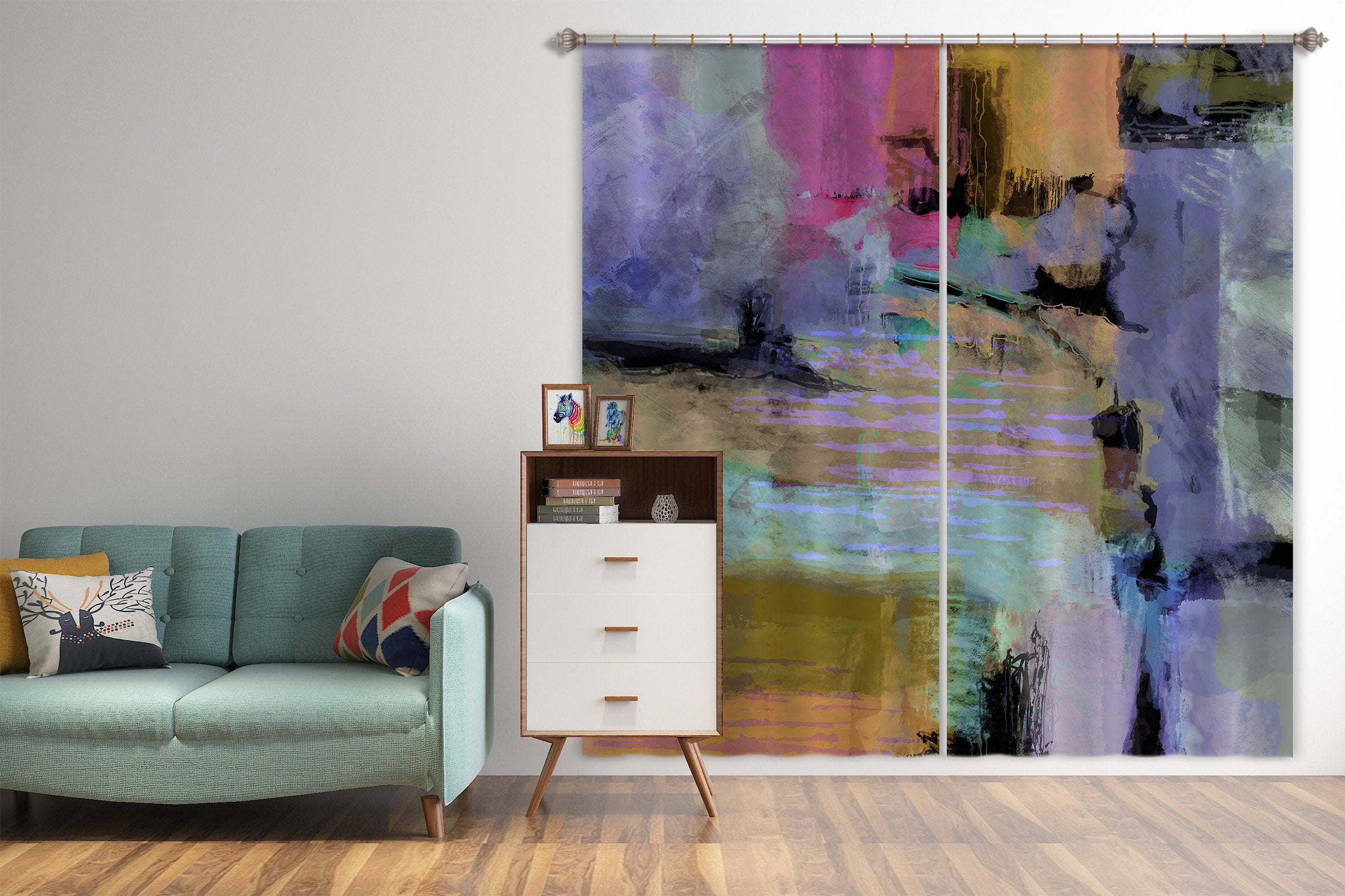 3D Painted Purple 220 Michael Tienhaara Curtain Curtains Drapes