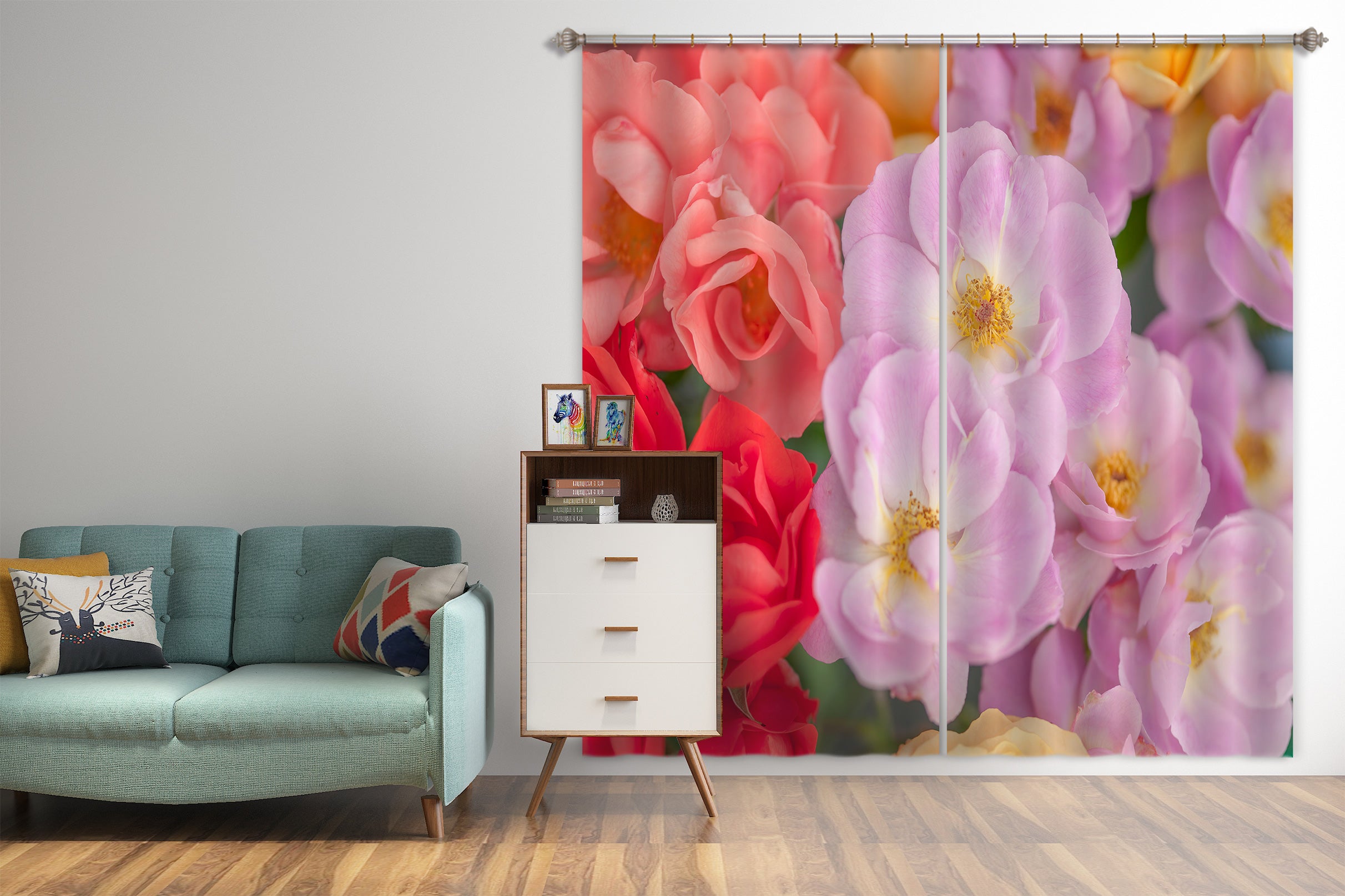 3D Pink Flower 6515 Assaf Frank Curtain Curtains Drapes