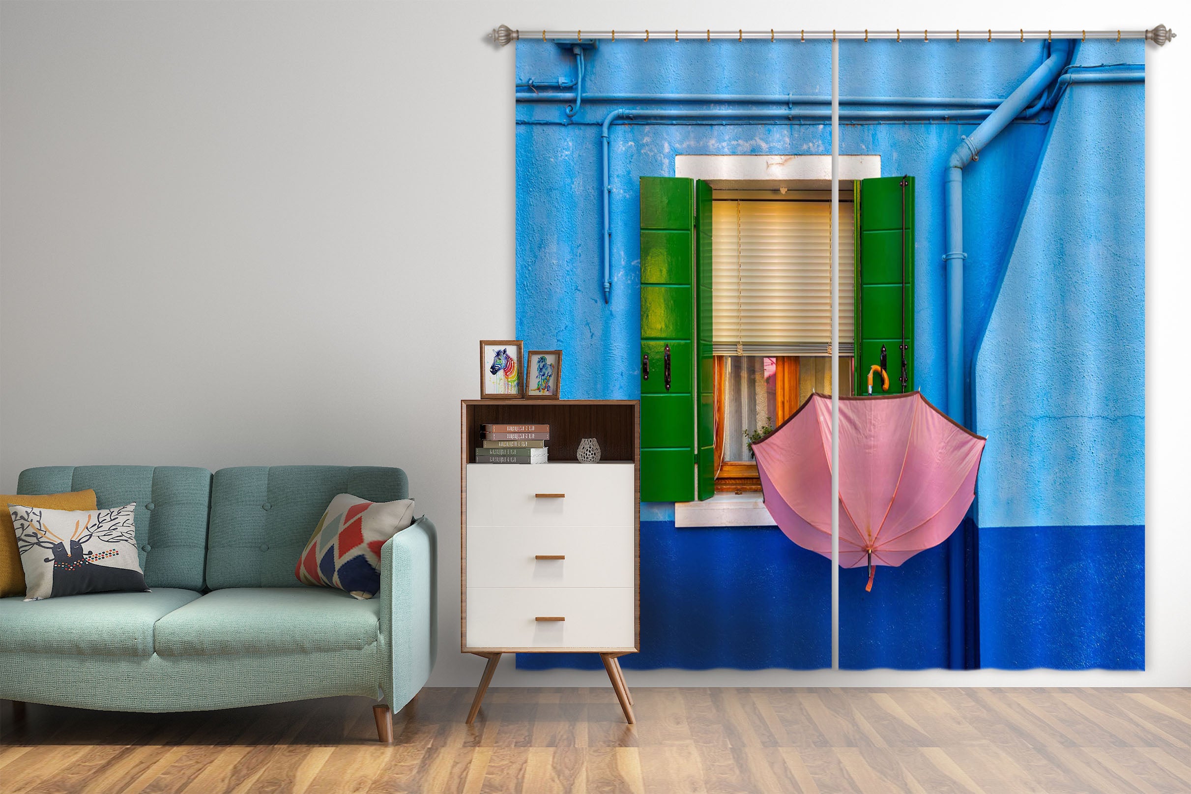 3D Pink Umbrella 101 Marco Carmassi Curtain Curtains Drapes