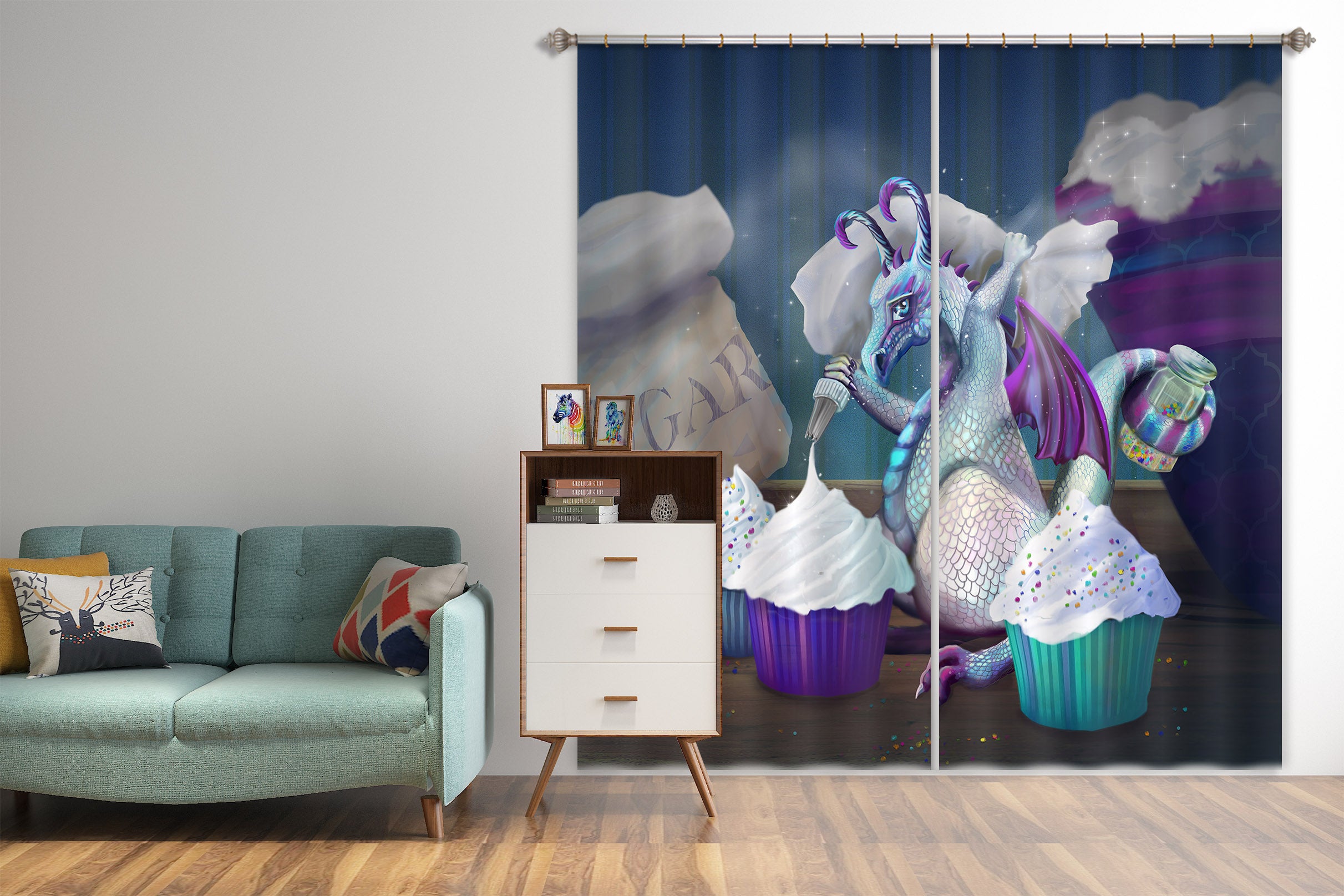 3D Cream Cake 101 Rose Catherine Khan Curtain Curtains Drapes