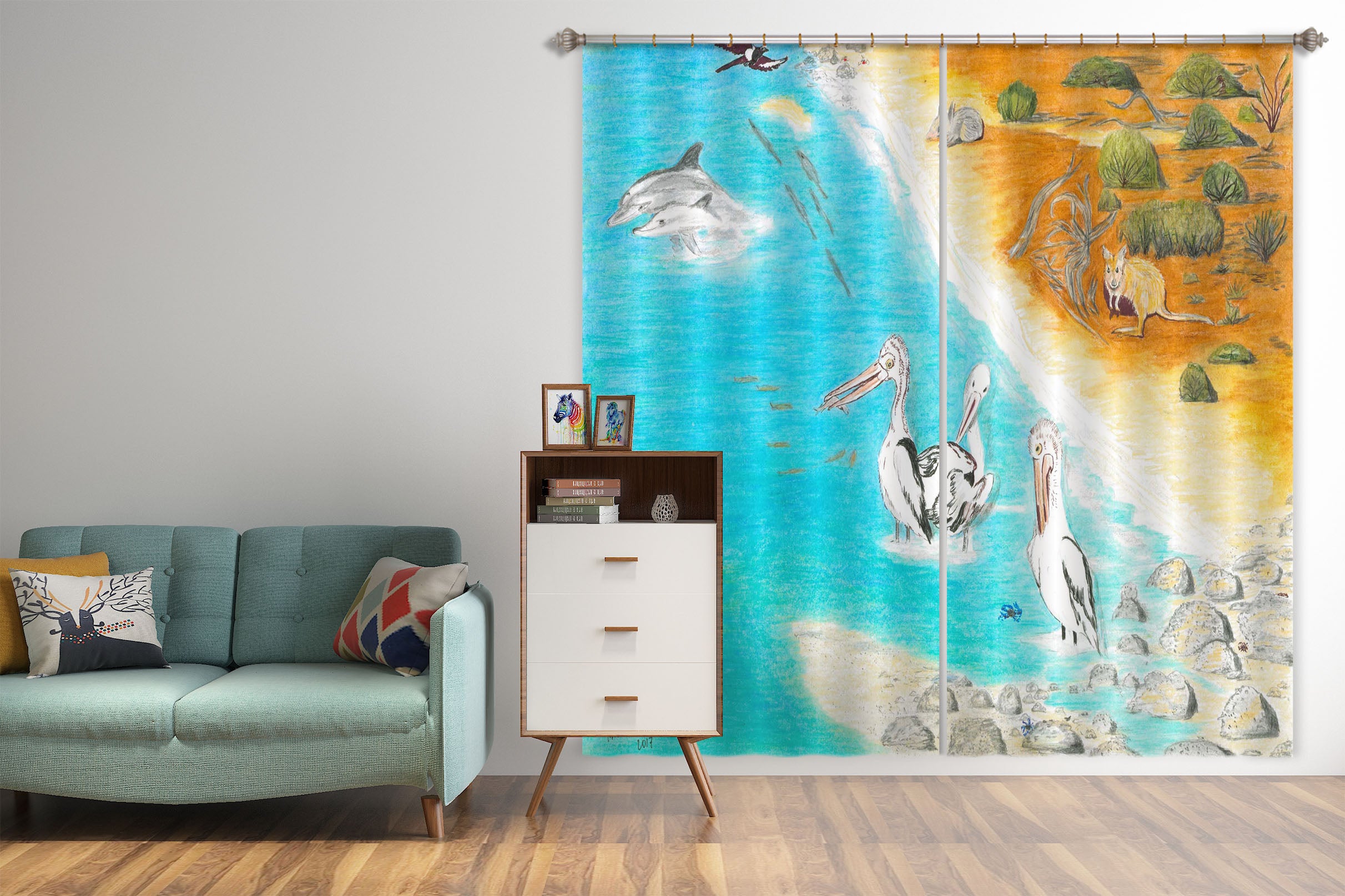 3D Desert White Crane 054 Michael Sewell Curtain Curtains Drapes