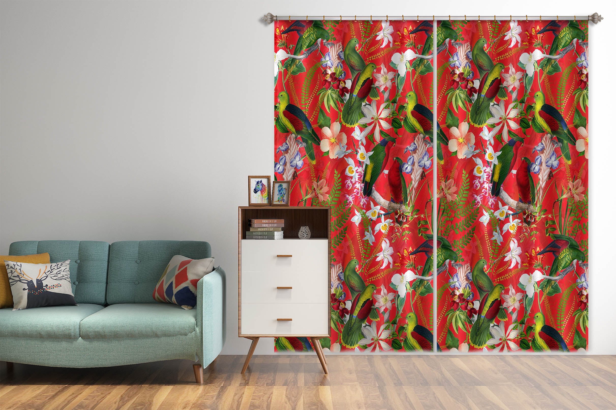 3D Red Painted 125 Uta Naumann Curtain Curtains Drapes