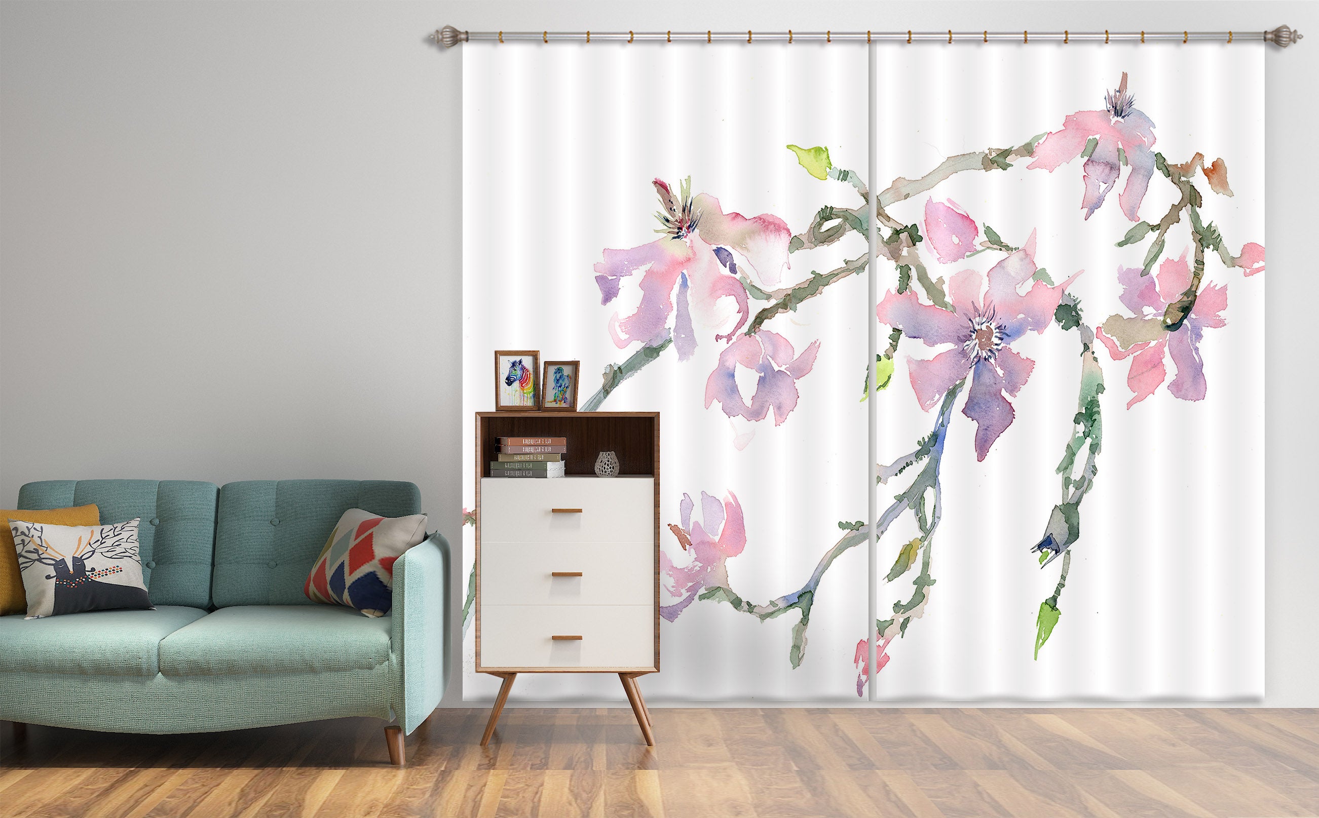 3D Peach Blossom 006 Anne Farrall Doyle Curtain Curtains Drapes