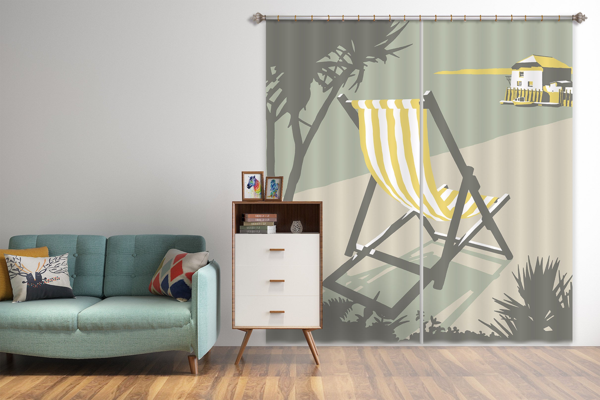 3D Rock Deckchair 138 Steve Read Curtain Curtains Drapes