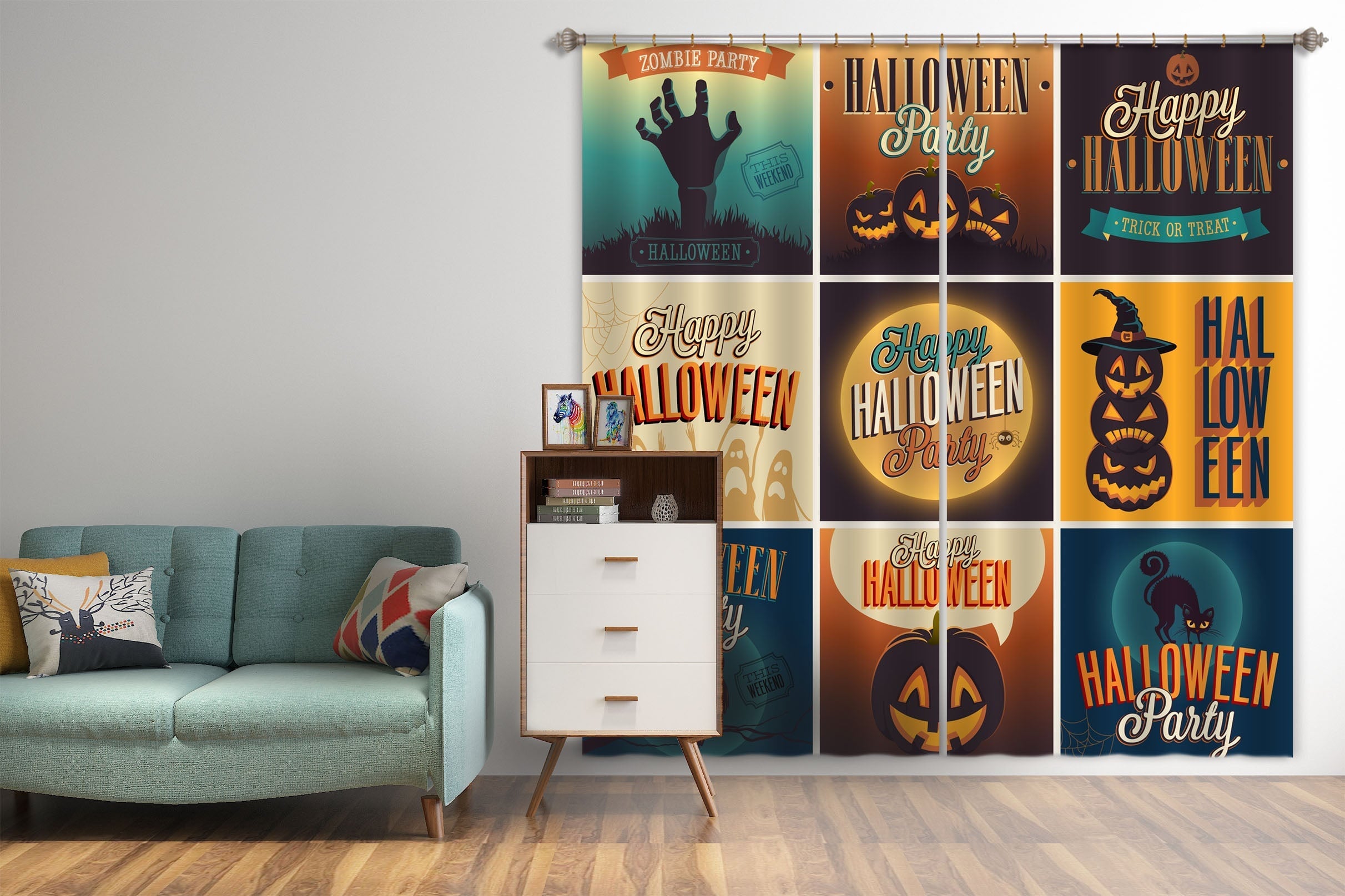 3D Pumpkin Festival Poster 038 Halloween Curtains Drapes Curtains AJ Creativity Home