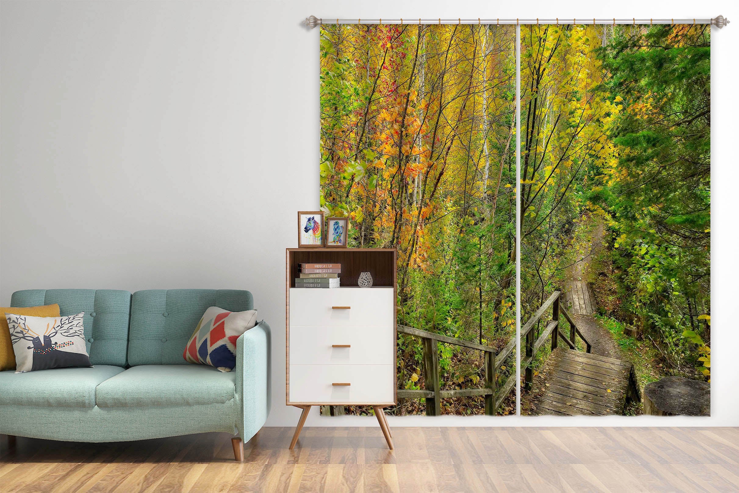 3D Forest Staircase 62144 Kathy Barefield Curtain Curtains Drapes