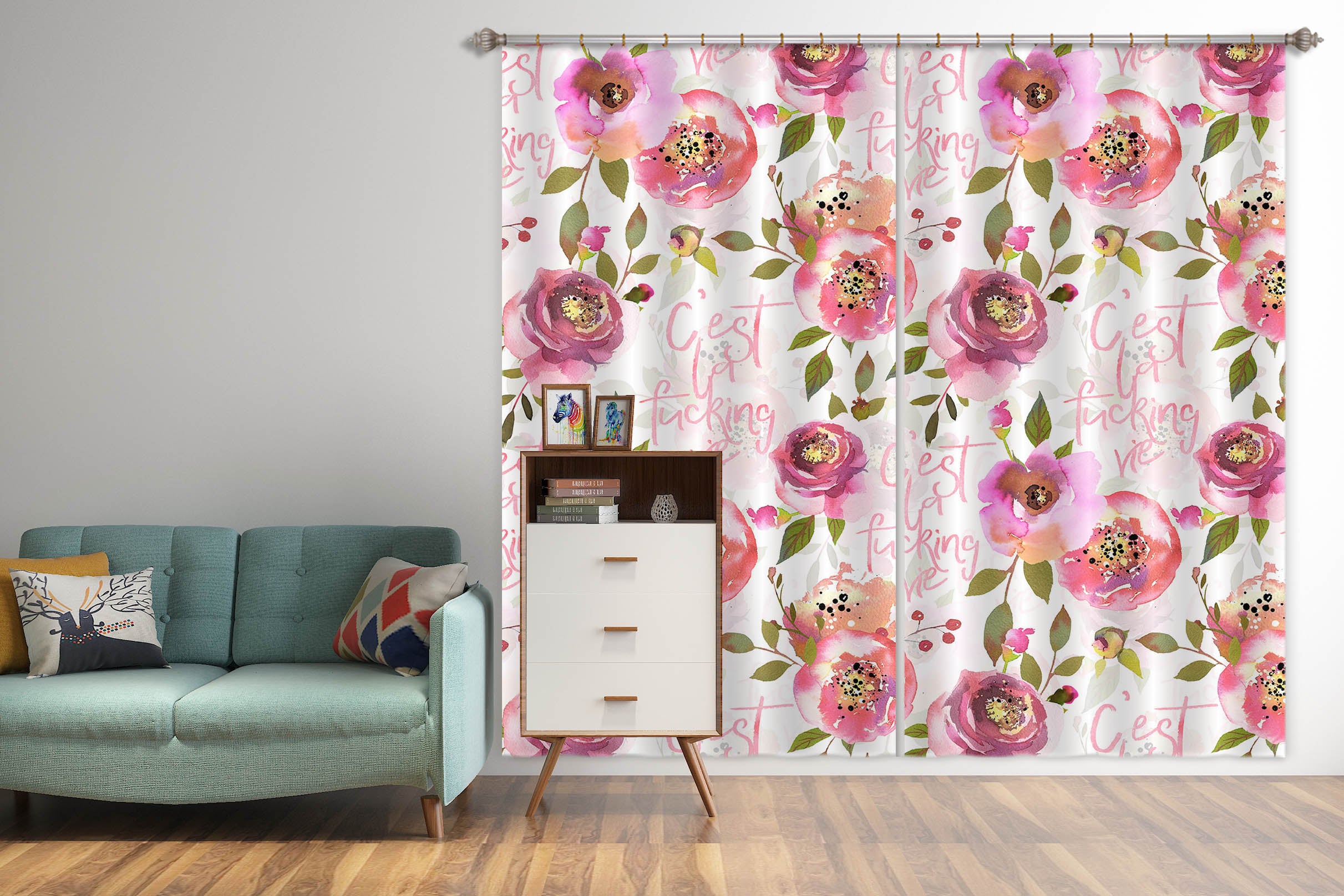 3D Red Flower 223 Uta Naumann Curtain Curtains Drapes