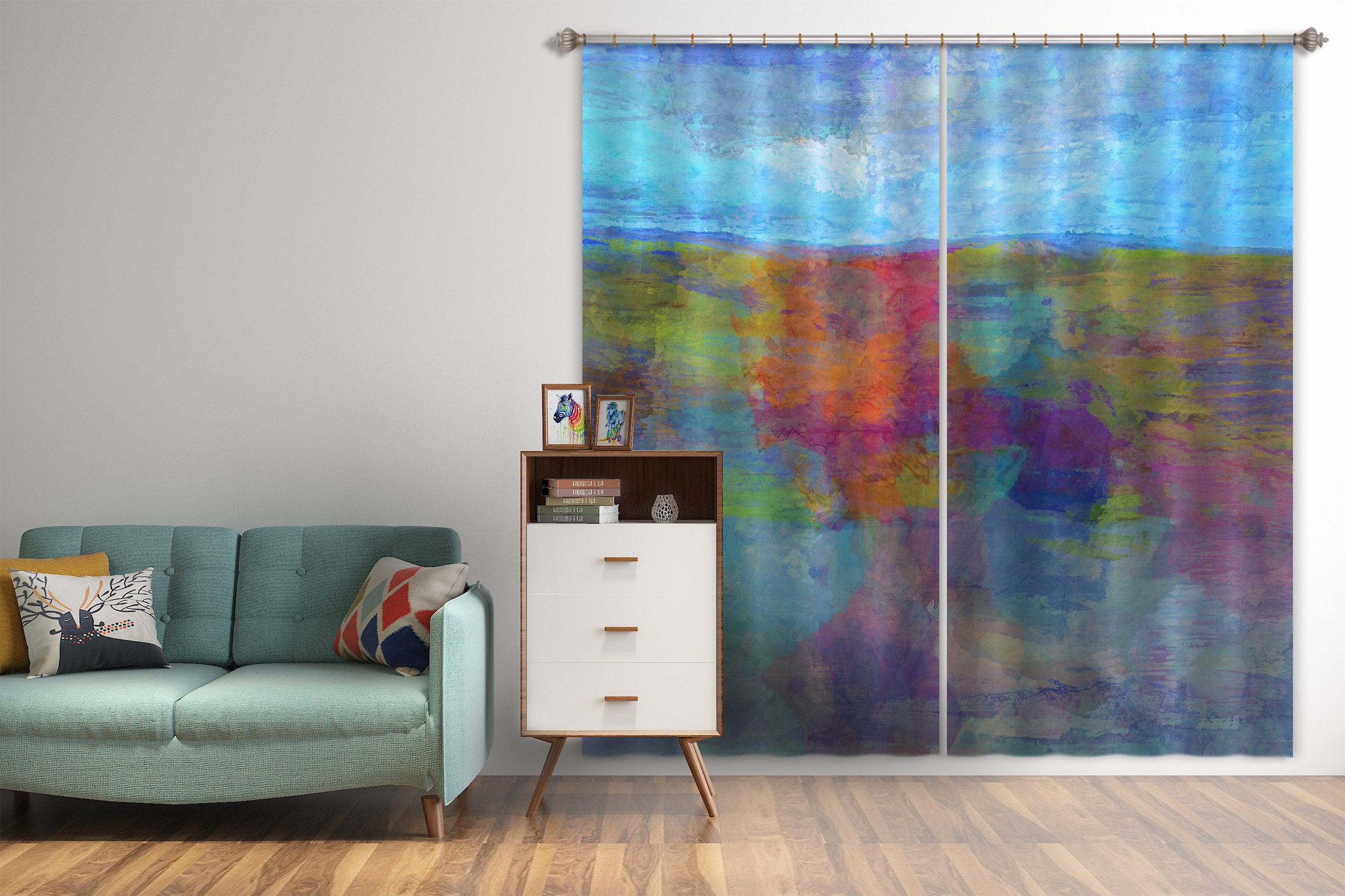 3D Colored Grassland 054 Michael Tienhaara Curtain Curtains Drapes