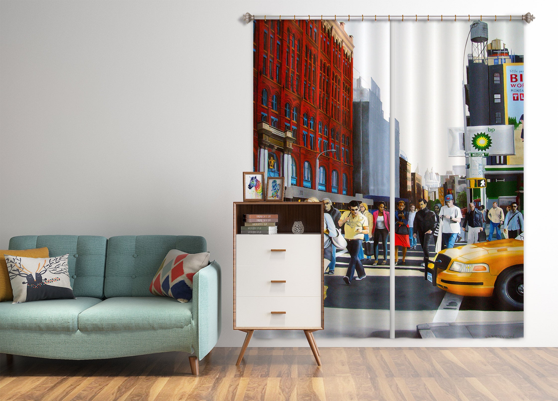 3D Street Pedestrians 11027 Matthew Holden Bates Curtain Curtains Drapes