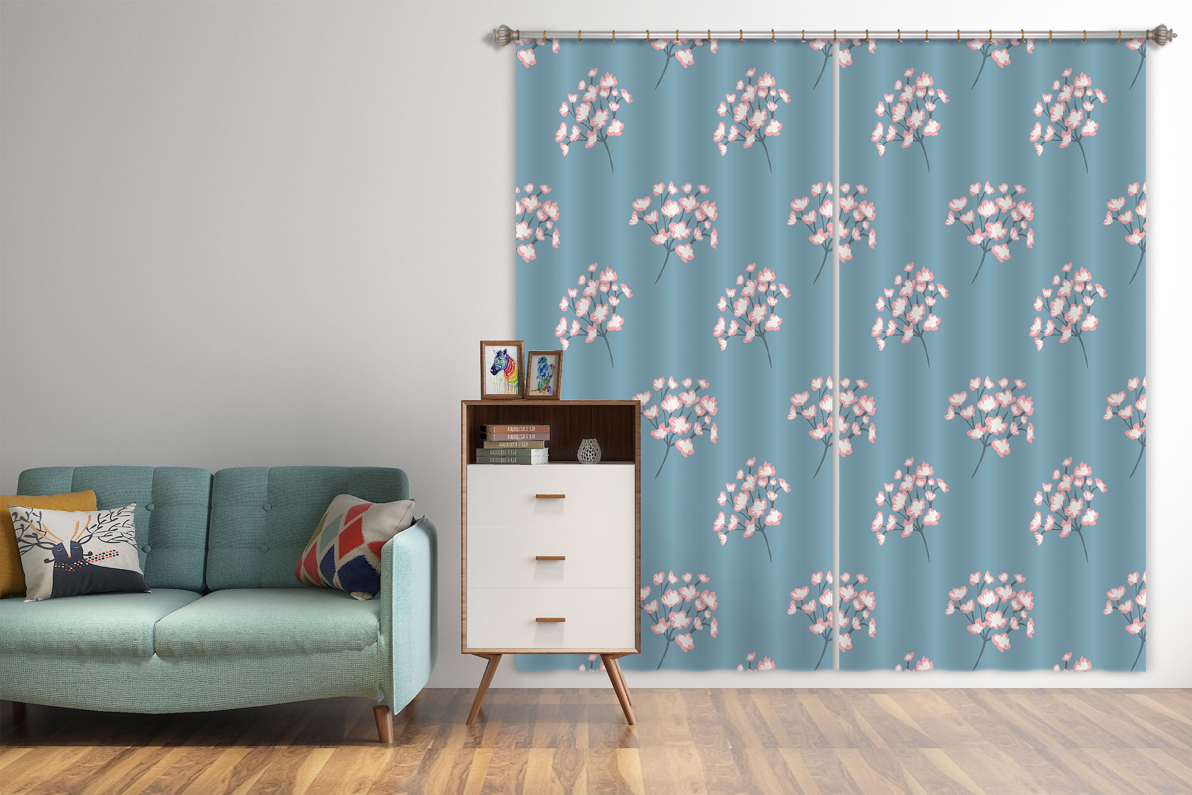 3D Floral Pink Pattern 11157 Kashmira Jayaprakash Curtain Curtains Drapes