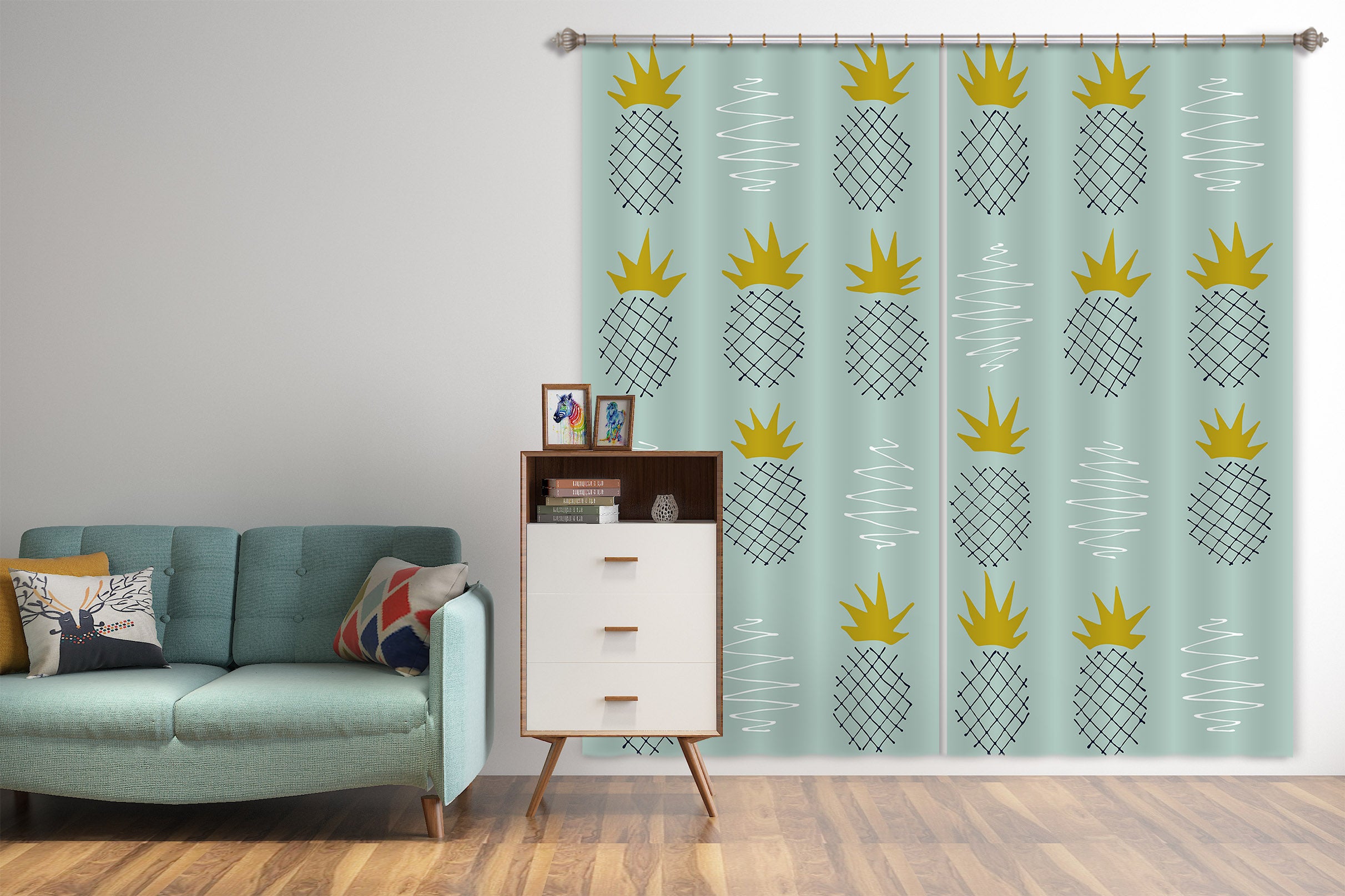 3D Pineapple Pattern 111102 Kashmira Jayaprakash Curtain Curtains Drapes