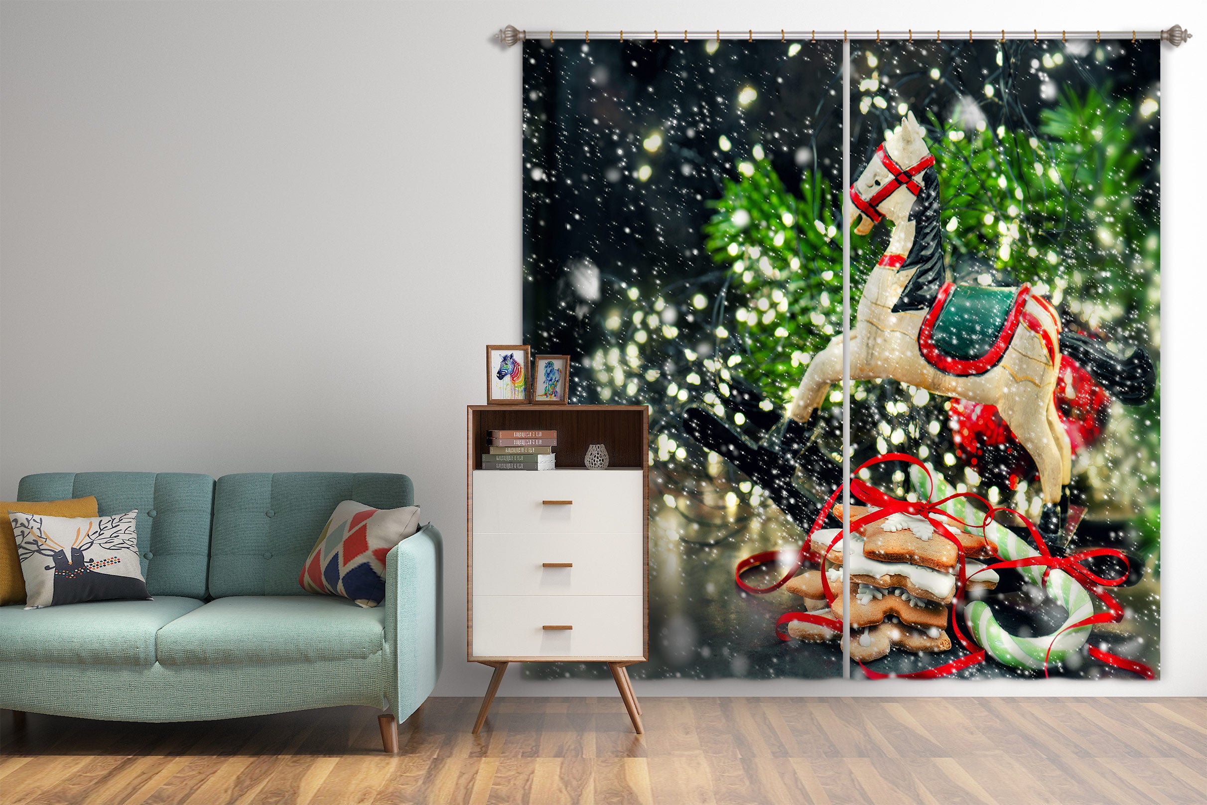 3D Trojan Horse 53076 Christmas Curtains Drapes Xmas