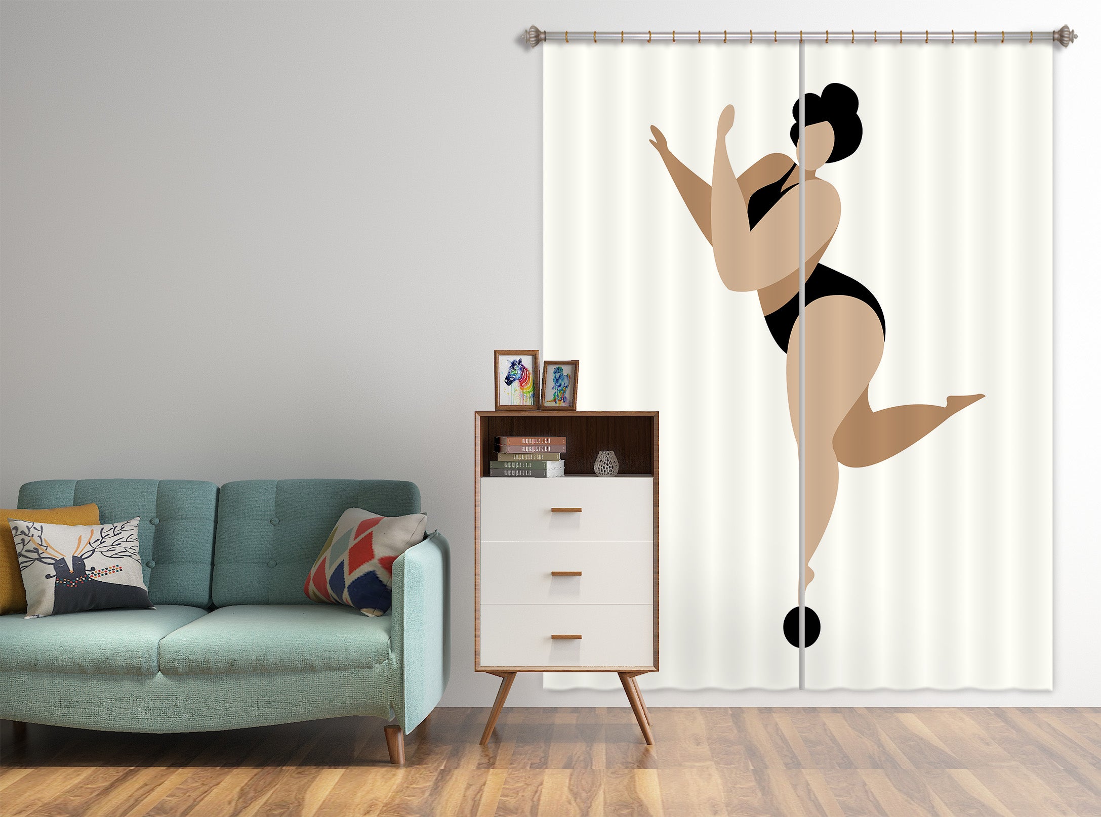 3D Dancing Queen BLACK 1034 Boris Draschoff Curtain Curtains Drapes