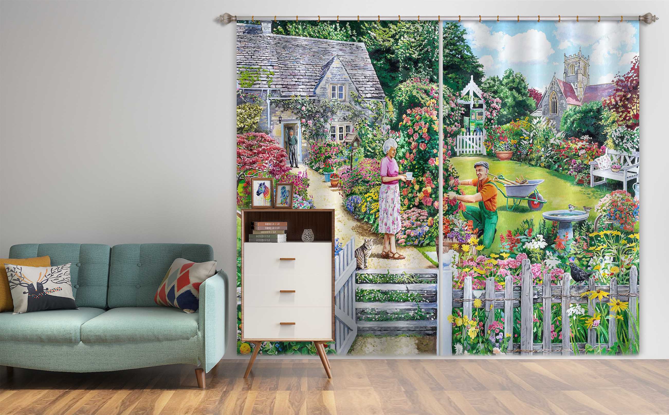 3D Cottage Garden 096 Trevor Mitchell Curtain Curtains Drapes
