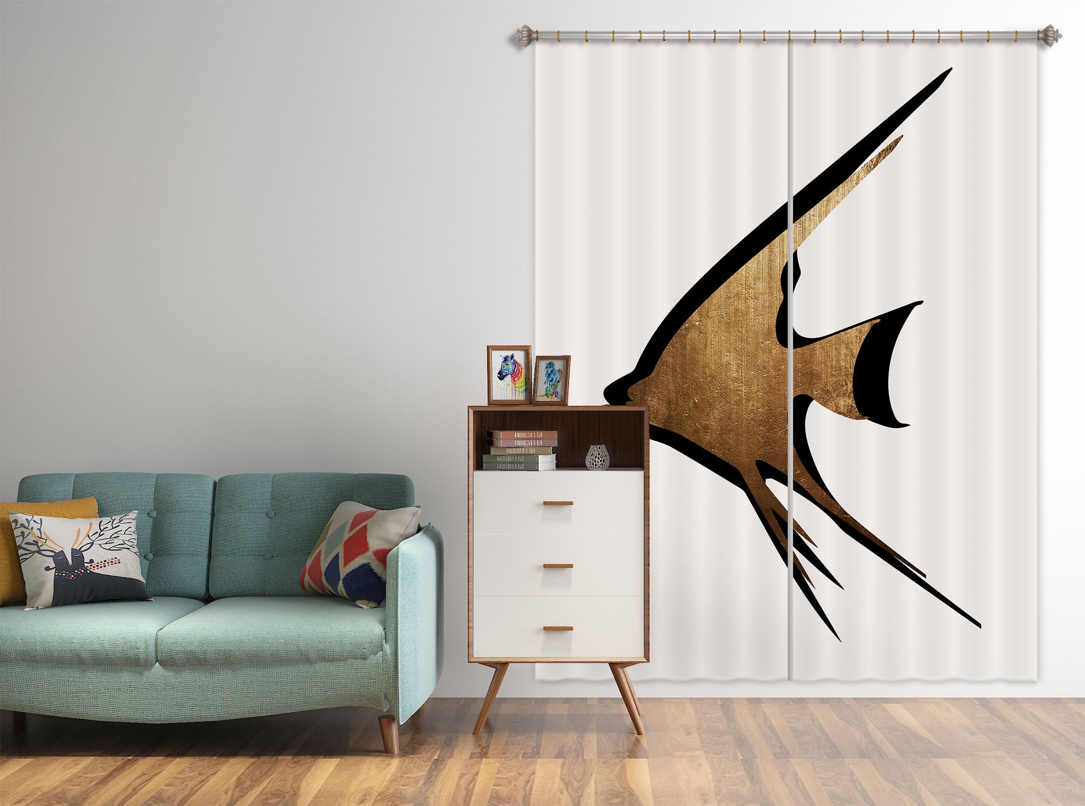 3D Gold Fish 1048 Boris Draschoff Curtain Curtains Drapes