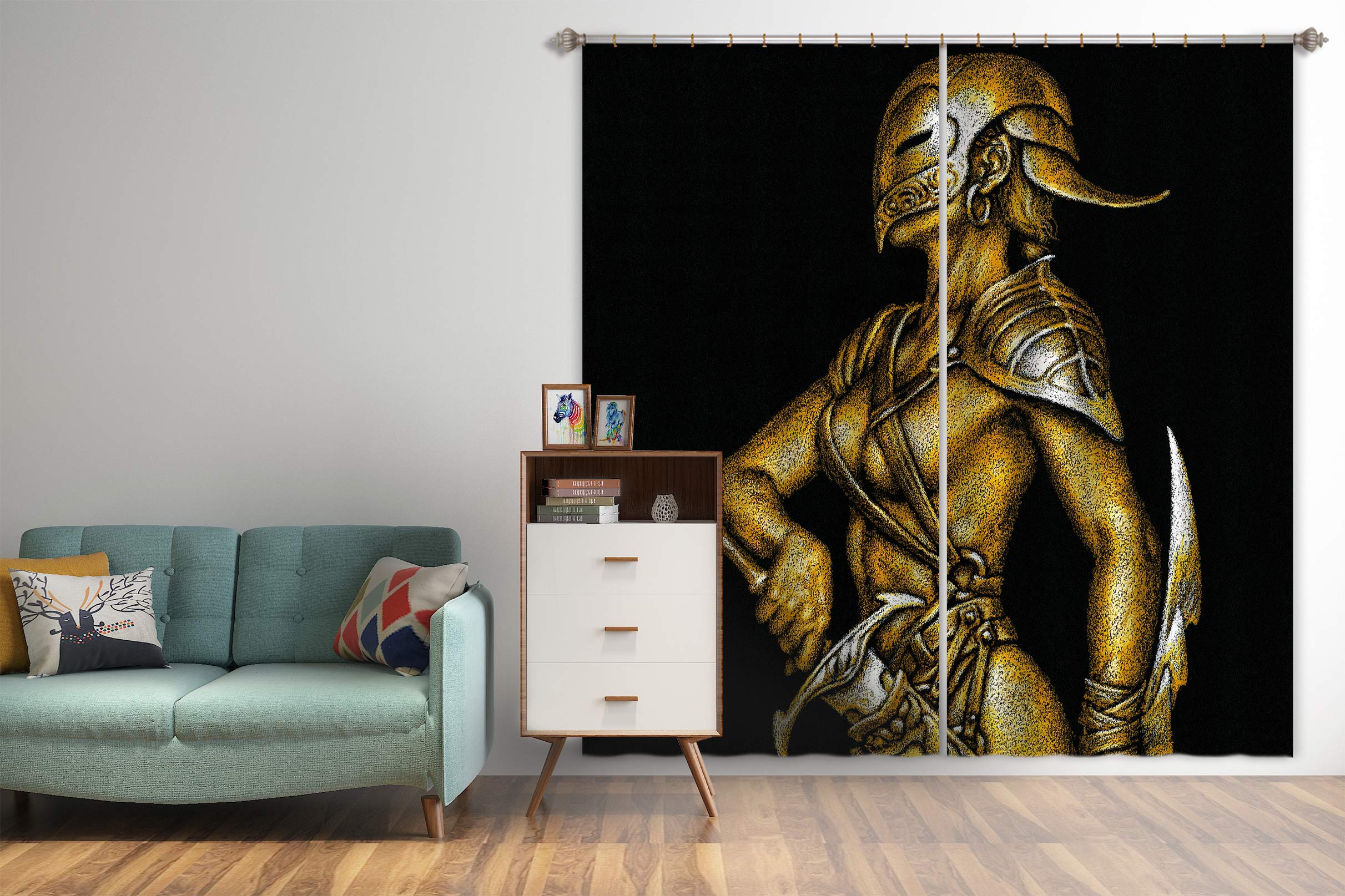 3D Mask Man 7211 Ciruelo Curtain Curtains Drapes