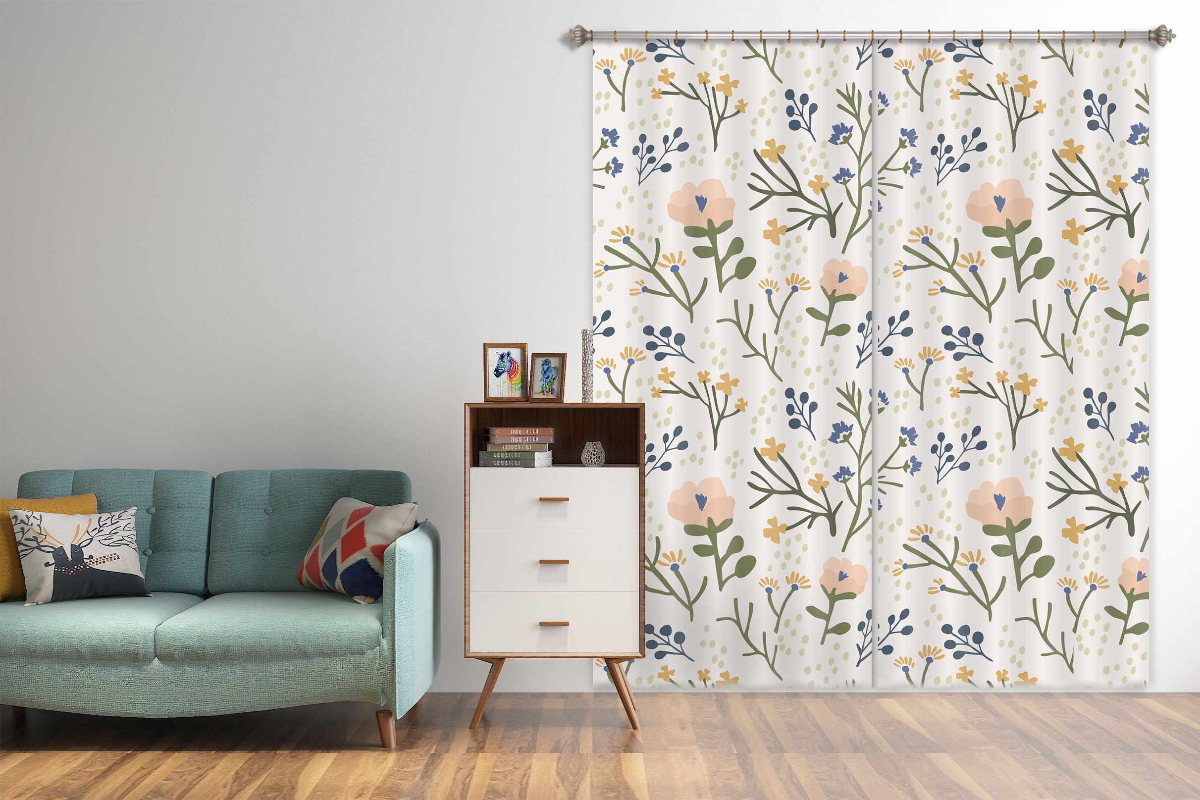 3D Cute Flowers 049 Jillian Helvey Curtain Curtains Drapes