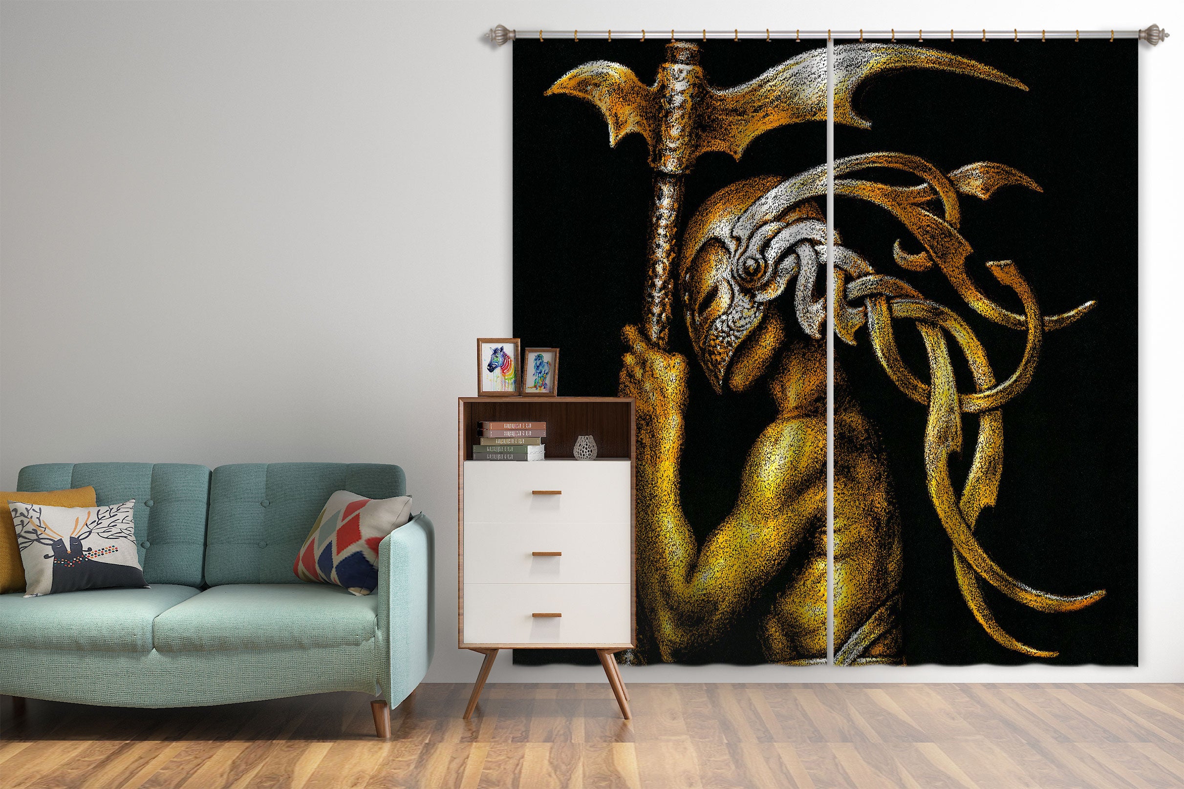 3D Arms Mask Man 7208 Ciruelo Curtain Curtains Drapes