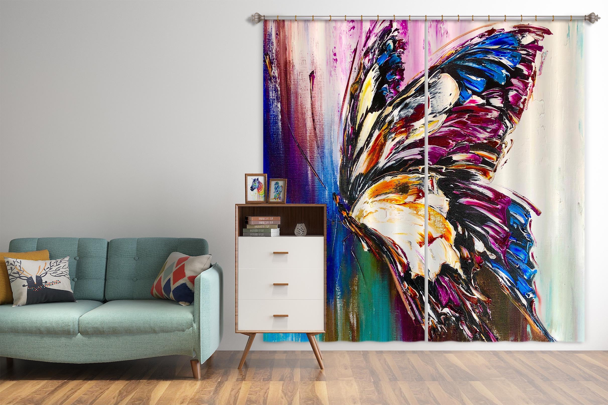 3D Colorful Butterfly 2380 Skromova Marina Curtain Curtains Drapes