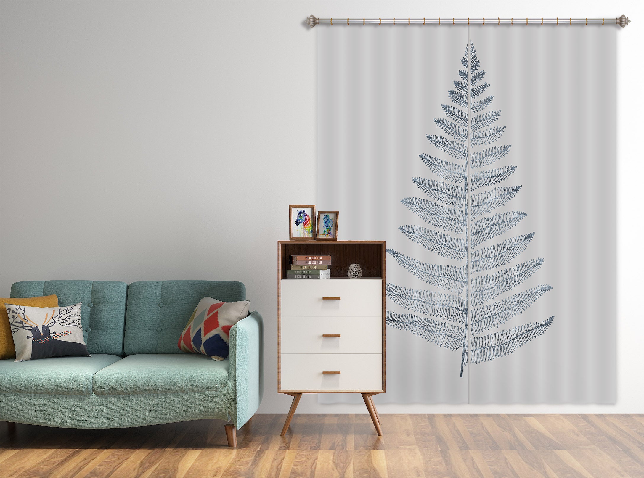 3D White Leaves 1018 Boris Draschoff Curtain Curtains Drapes