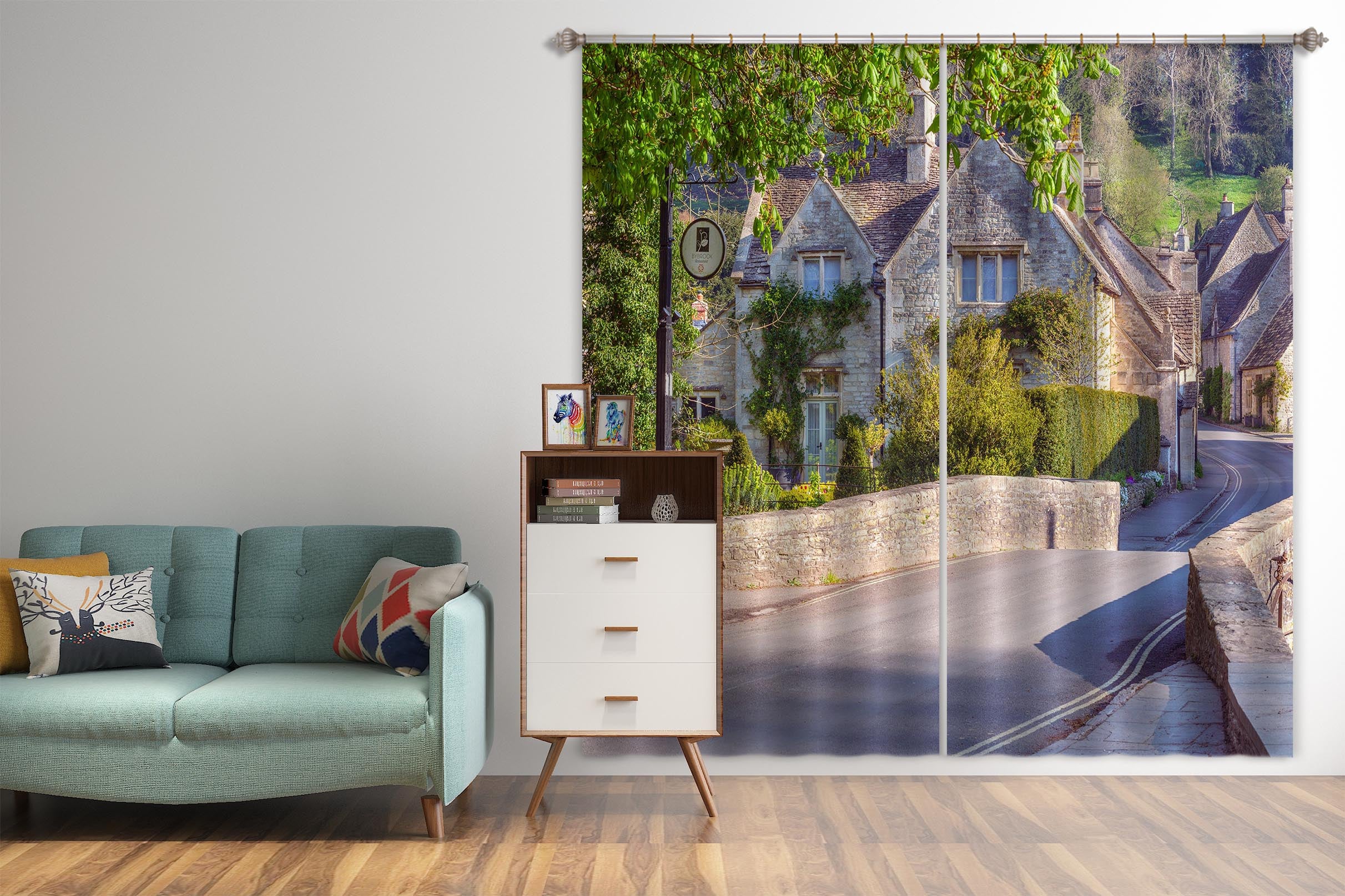3D Green Tree House 6383 Assaf Frank Curtain Curtains Drapes