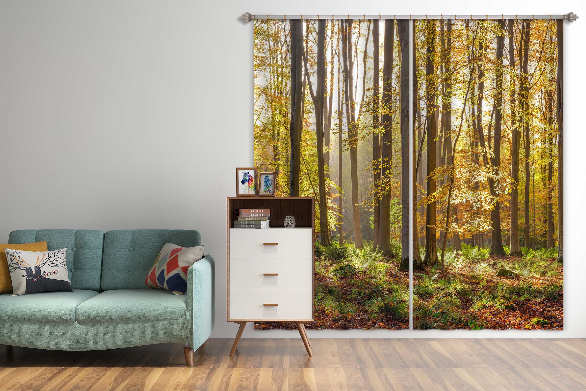 3D Tree Grass 6605 Assaf Frank Curtain Curtains Drapes