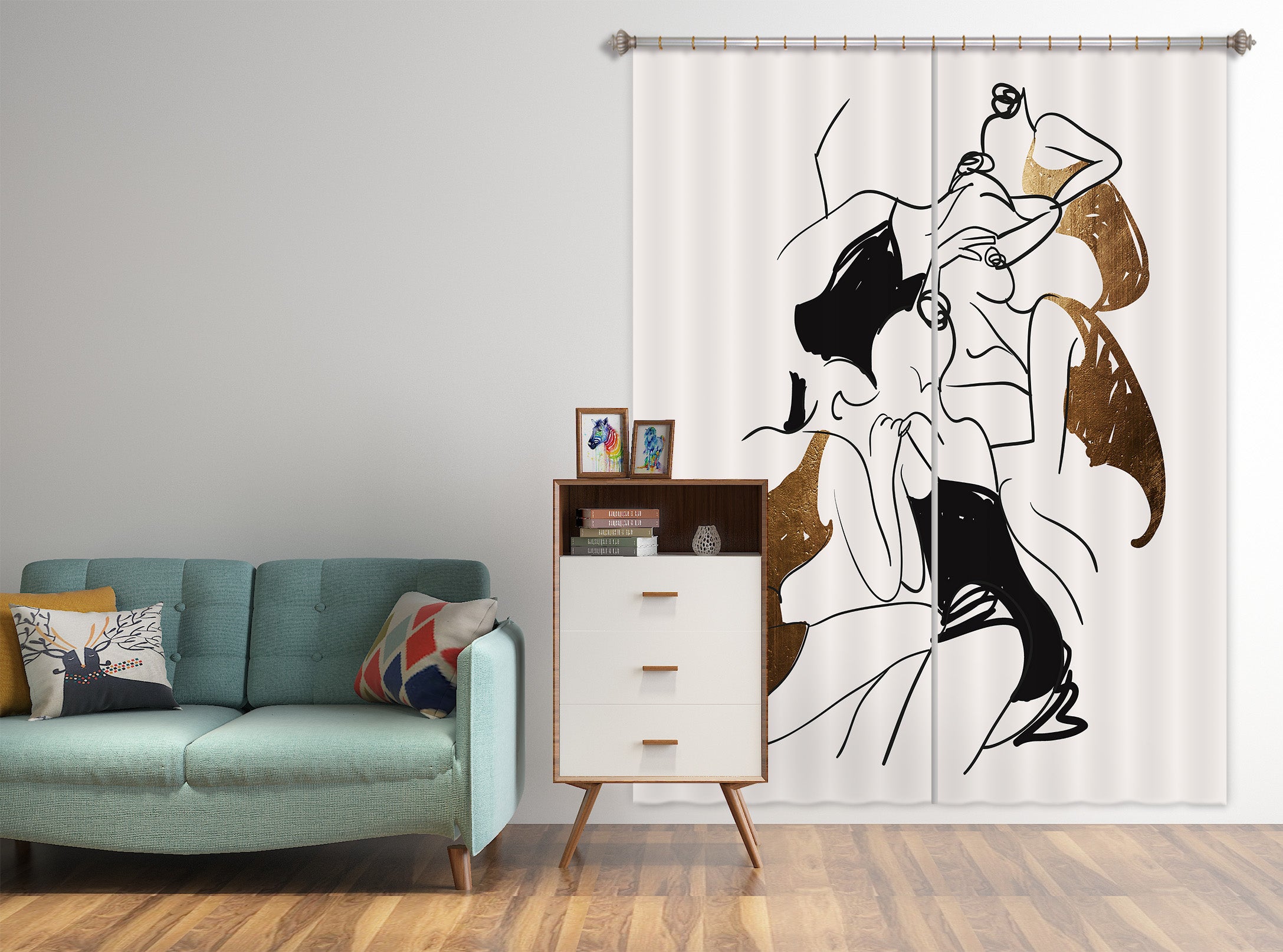 3D Abstract Woman 1010 Boris Draschoff Curtain Curtains Drapes