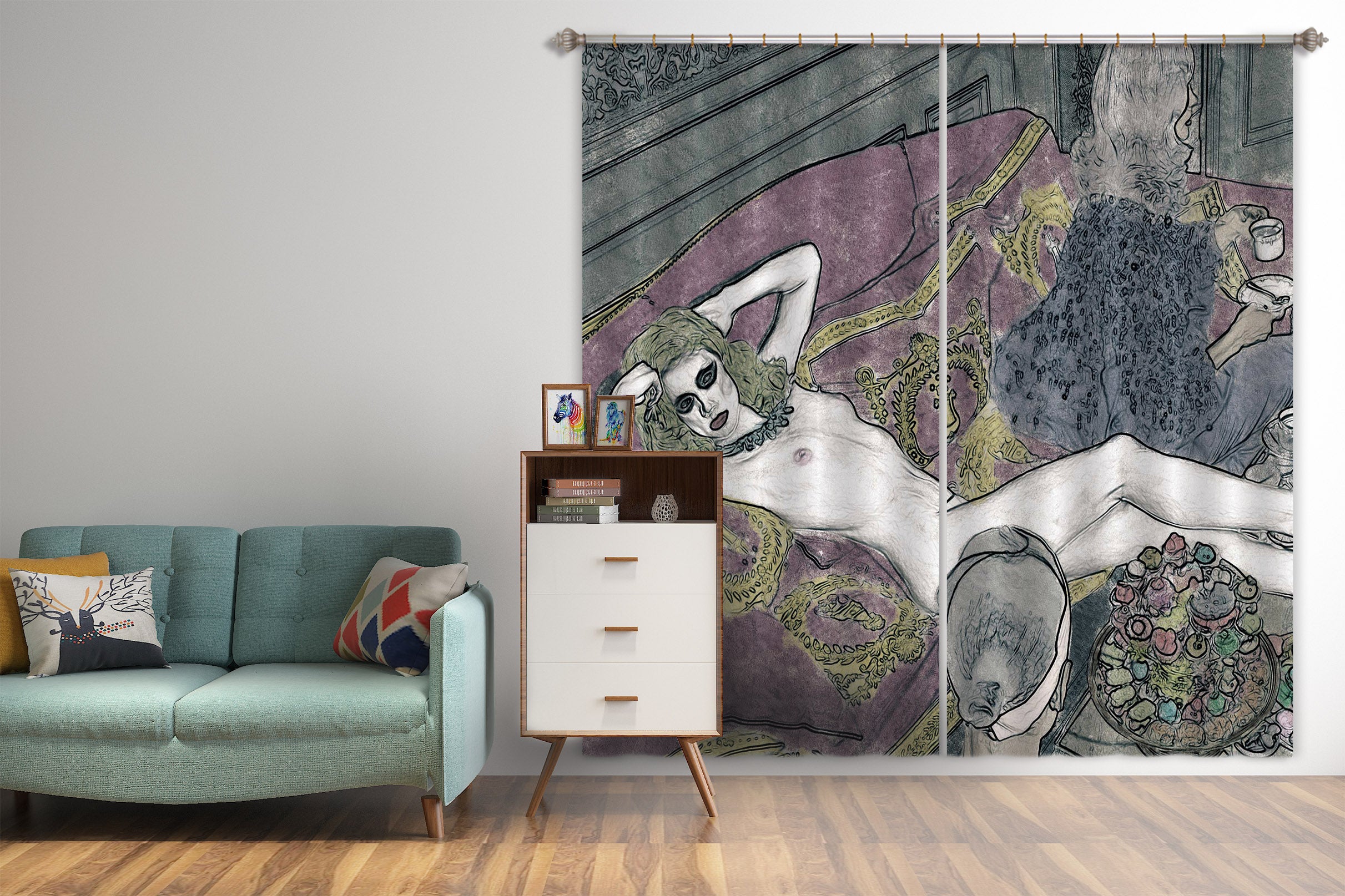 3D Garden Girl 047 Marco Cavazzana Curtain Curtains Drapes