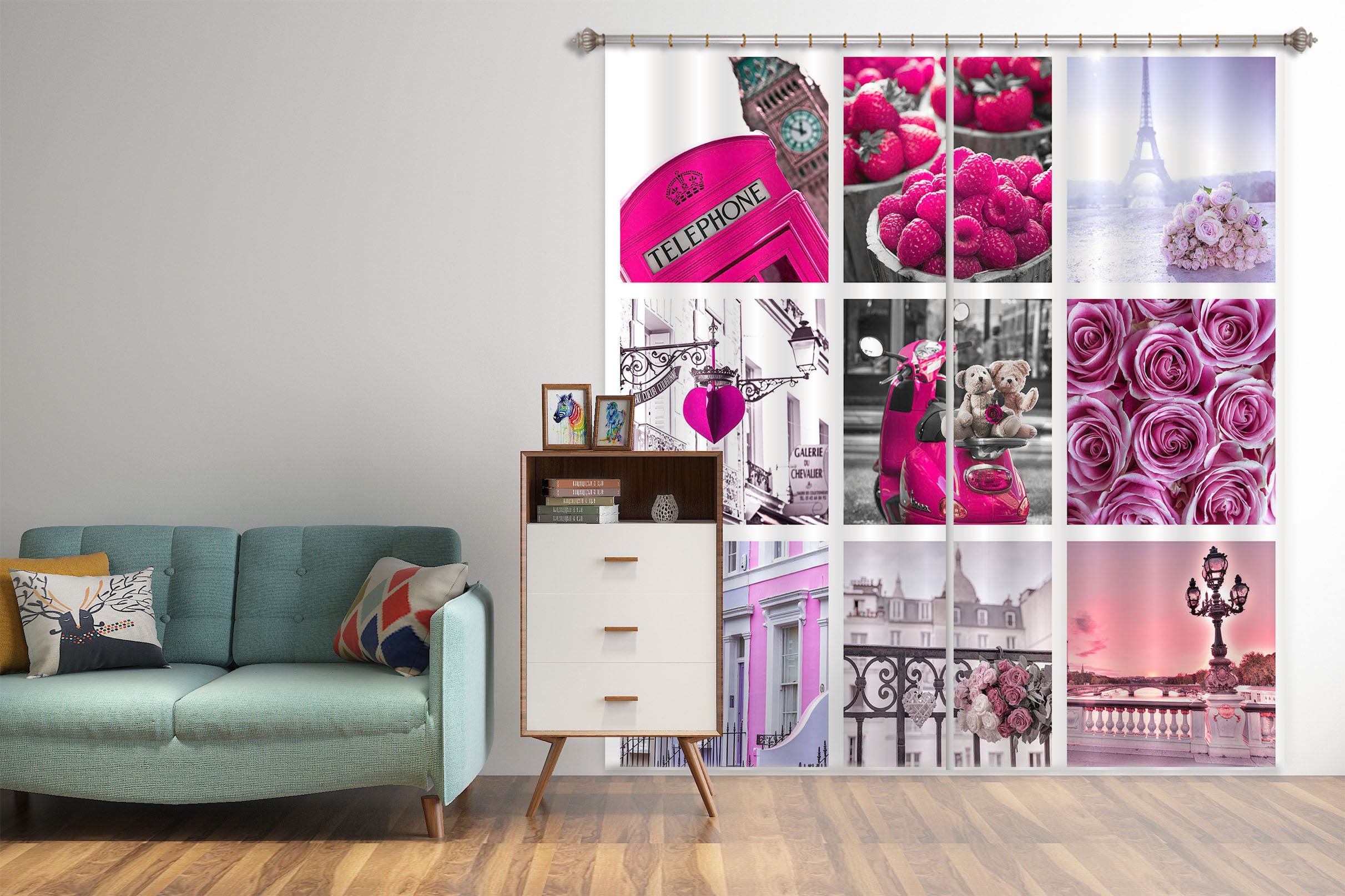 3D Pink Gift 236 Assaf Frank Curtain Curtains Drapes