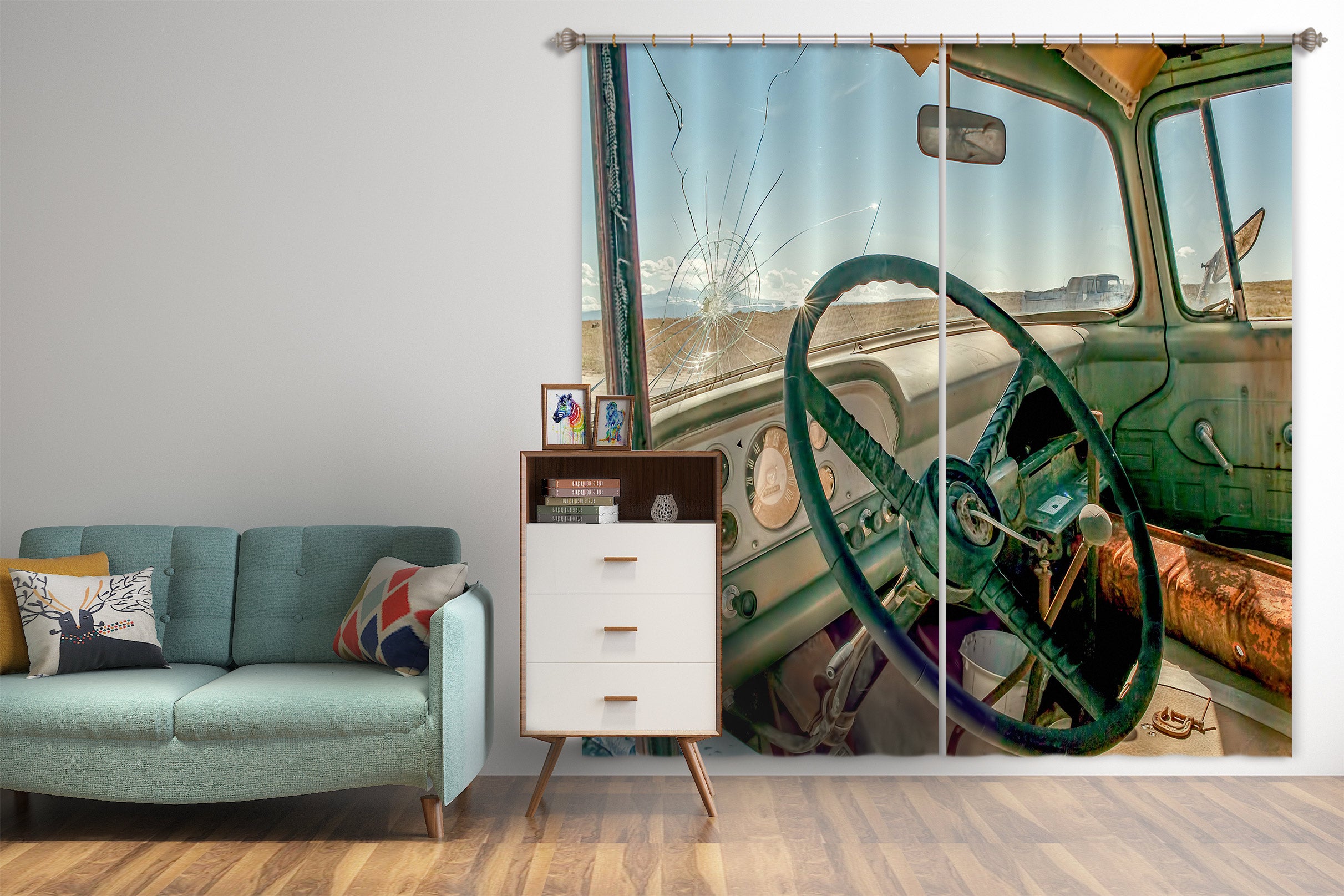 3D Green Steering Wheel 5311 Beth Sheridan Curtain Curtains Drapes