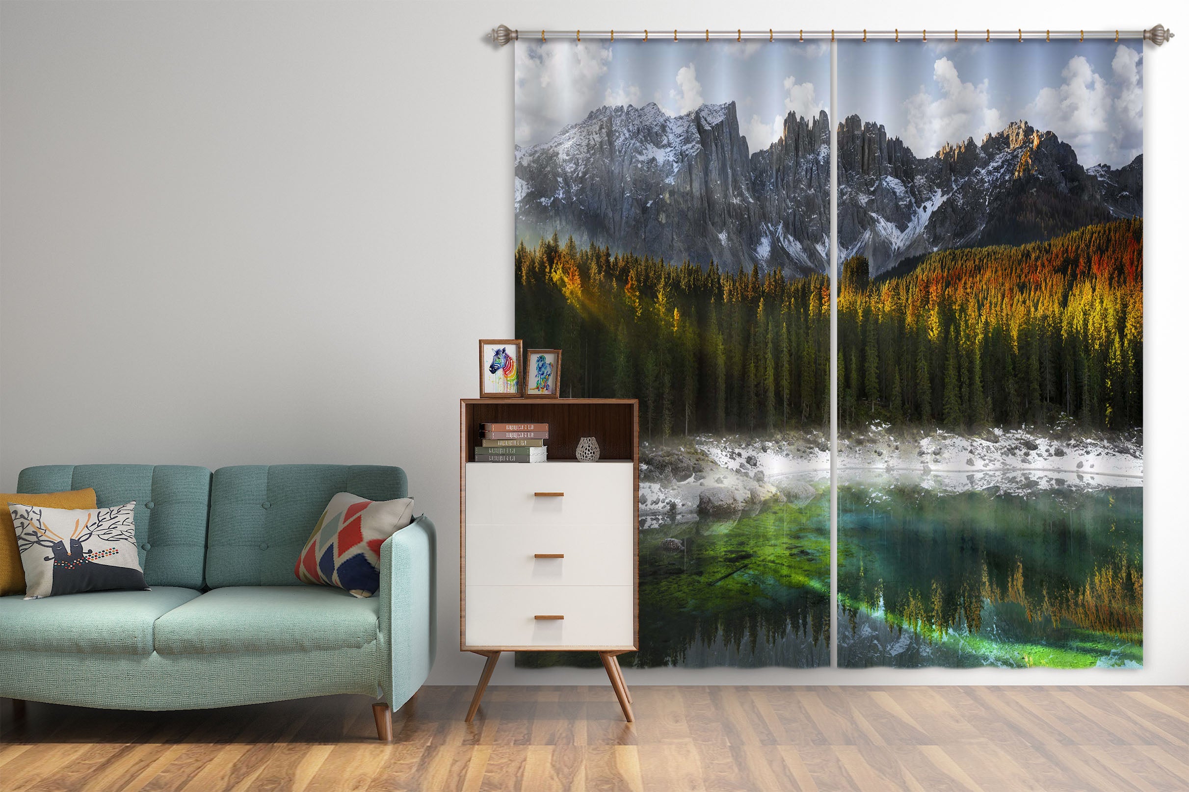3D Snow Mountain 057 Marco Carmassi Curtain Curtains Drapes