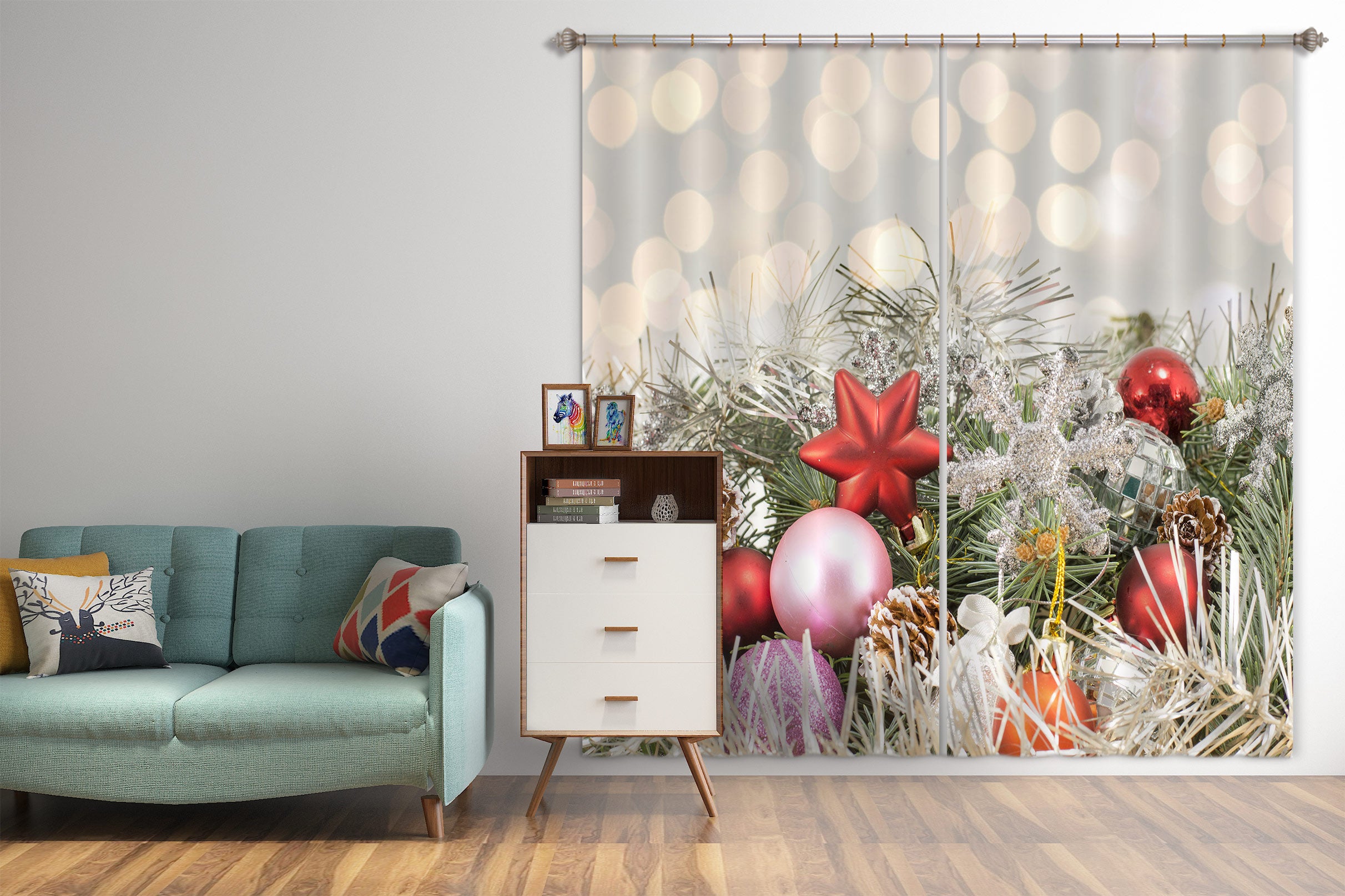 3D Red Pendant 53079 Christmas Curtains Drapes Xmas