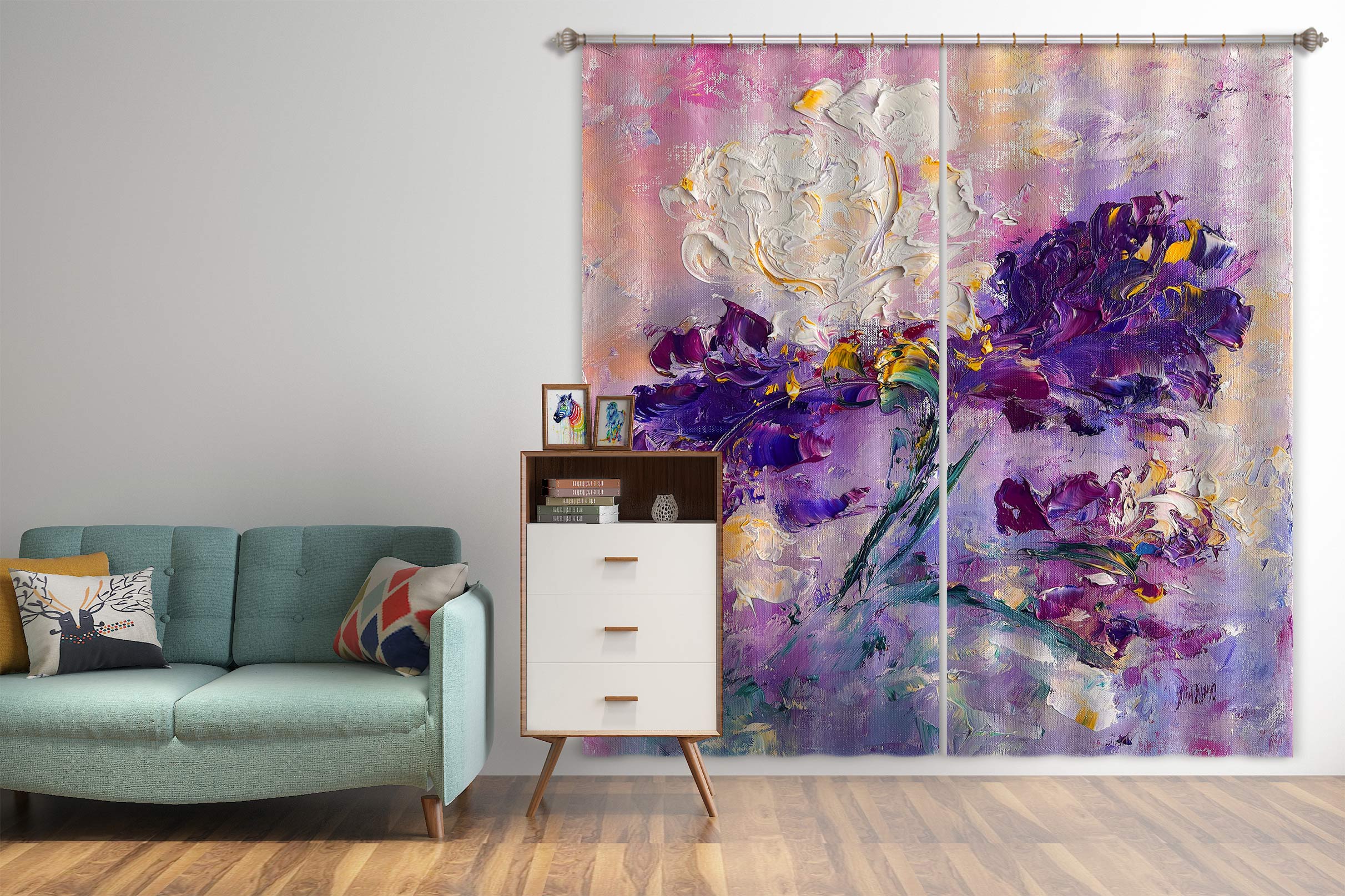 3D Purple Flower 406 Skromova Marina Curtain Curtains Drapes
