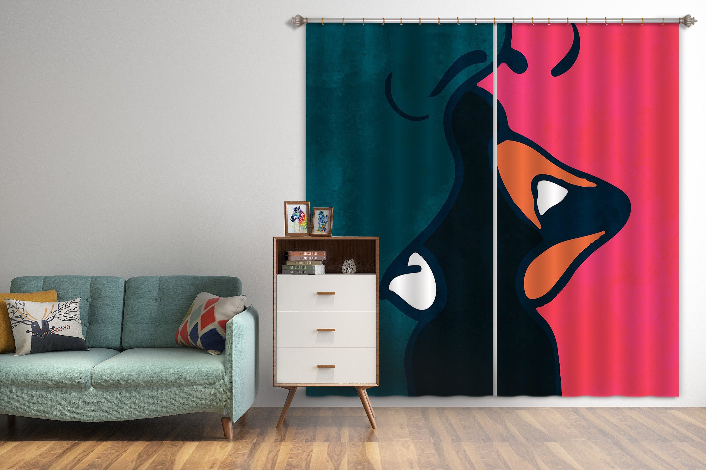 3D The Kiss-cc 059 Boris Draschoff Curtain Curtains Drapes