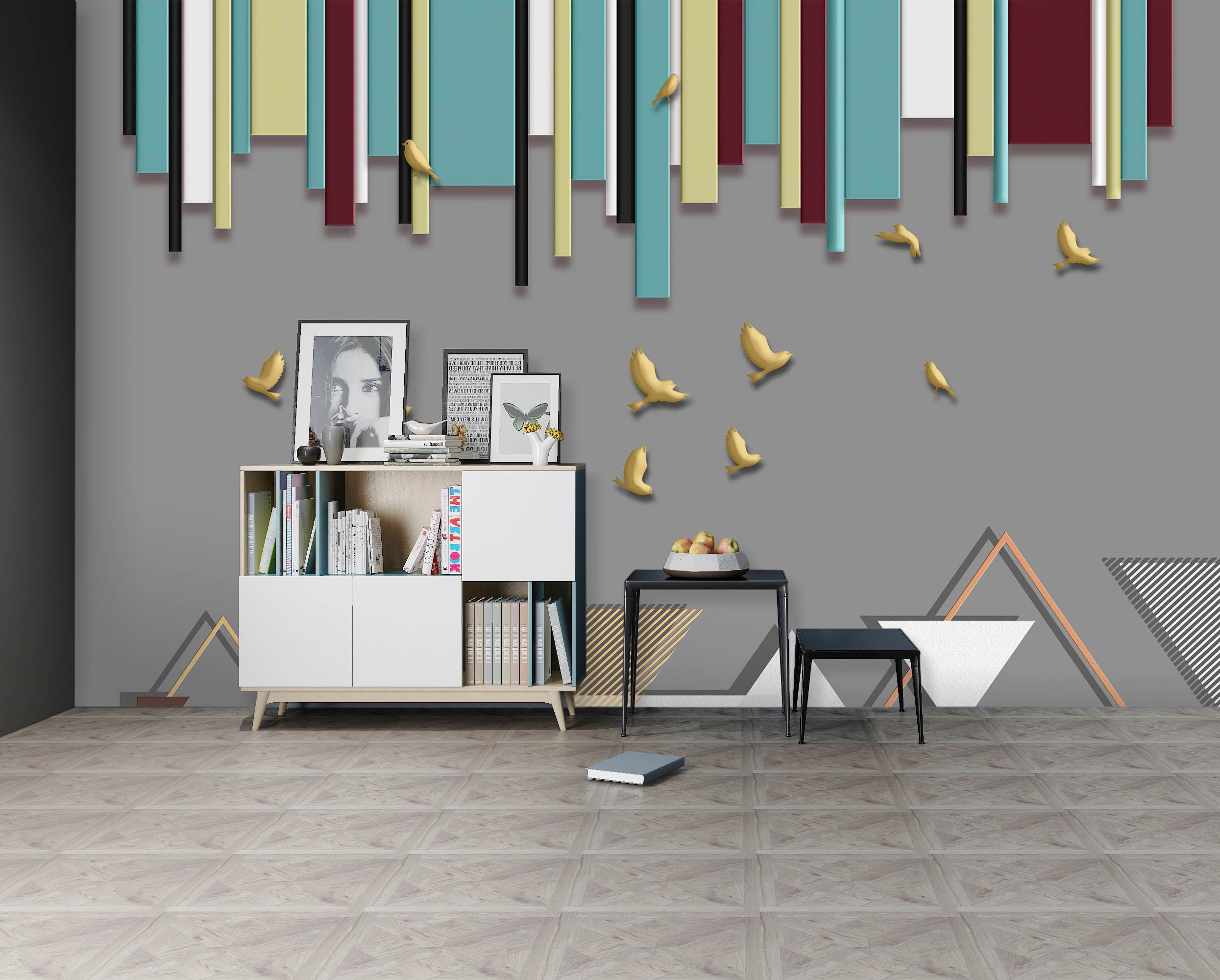 3D Golden Dove 1008 Wall Murals