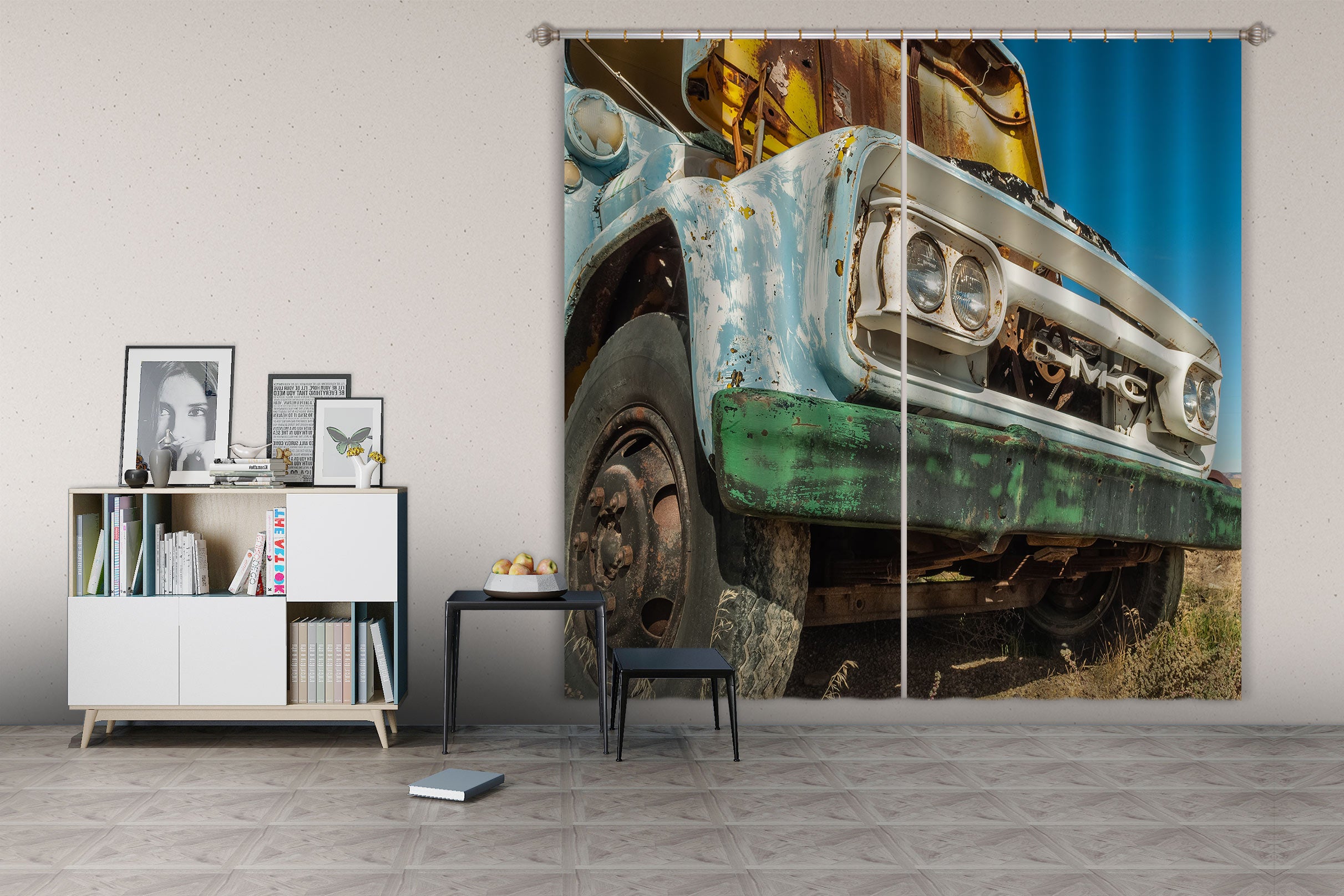 3D Big Truck 037 Beth Sheridan Curtain Curtains Drapes