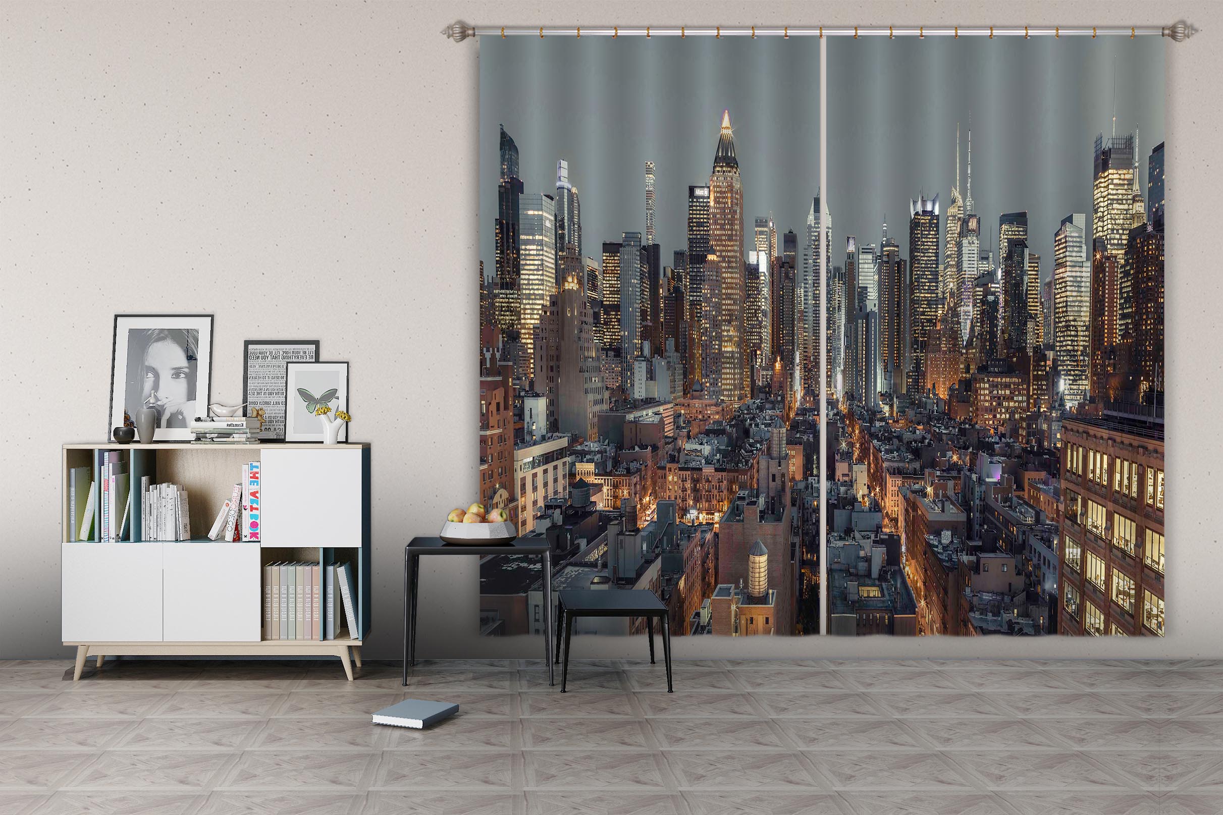 3D Night Lights 013 Assaf Frank Curtain Curtains Drapes