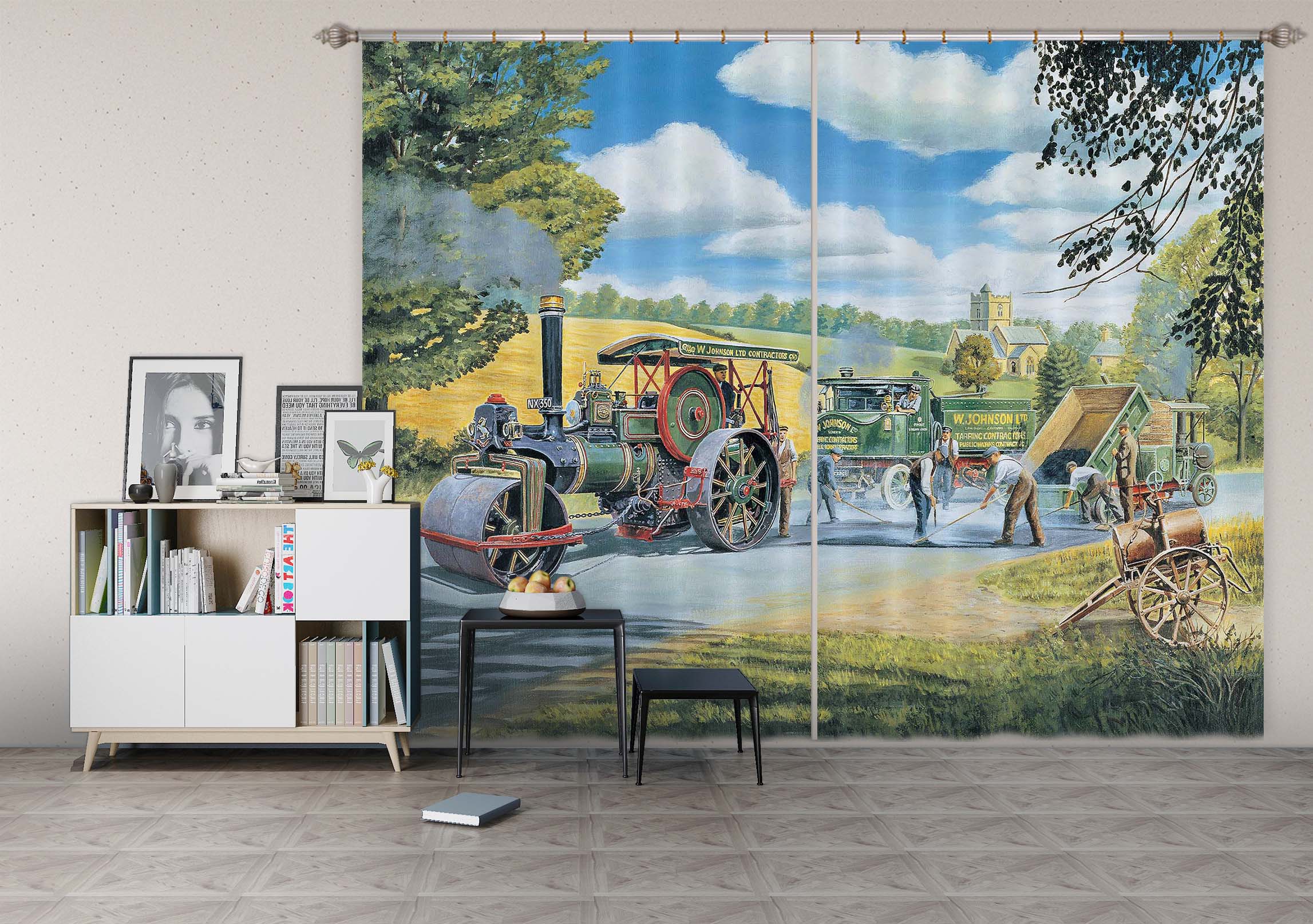 3D The Road Menders 106 Trevor Mitchell Curtain Curtains Drapes