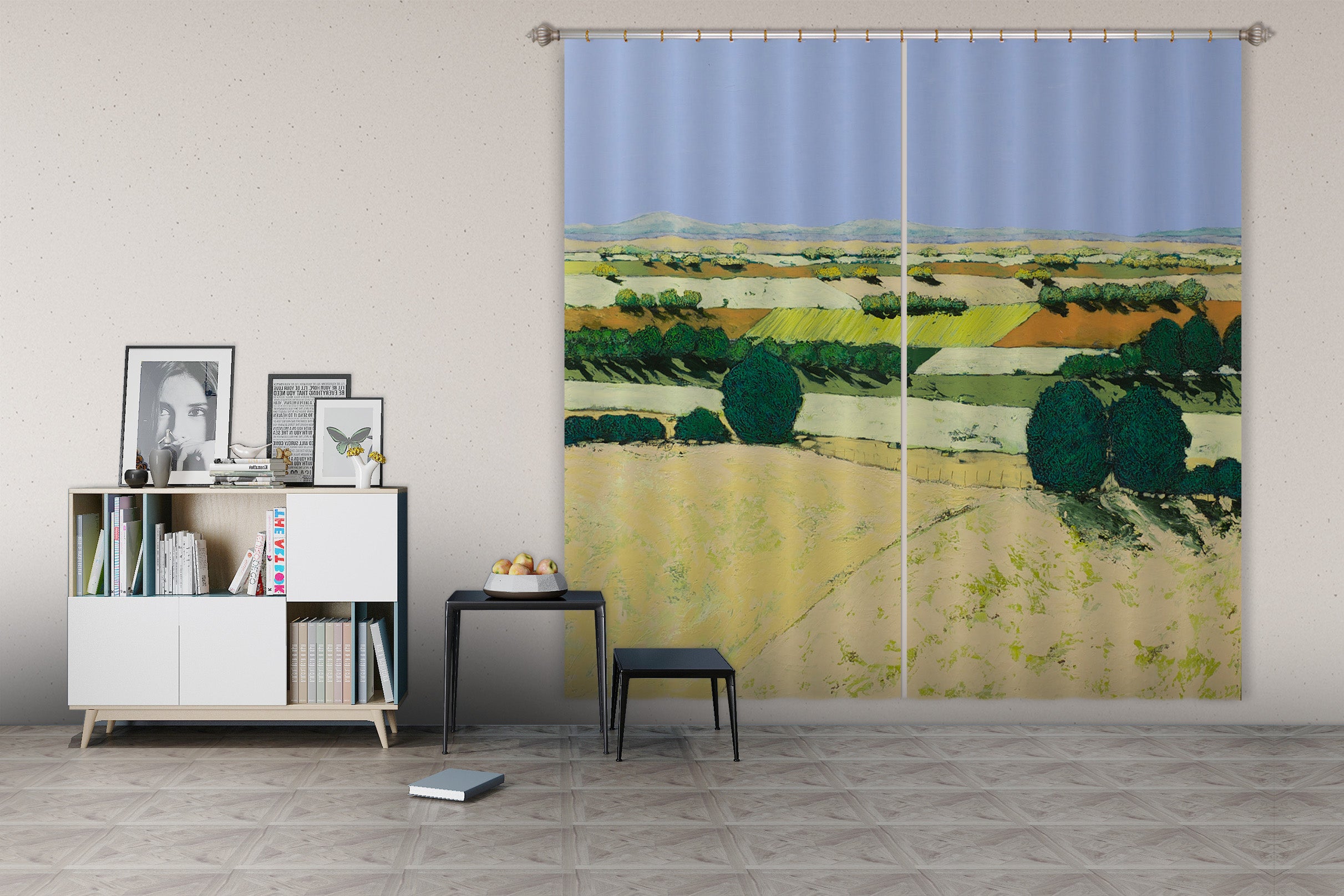 3D Green Field 107 Allan P. Friedlander Curtain Curtains Drapes