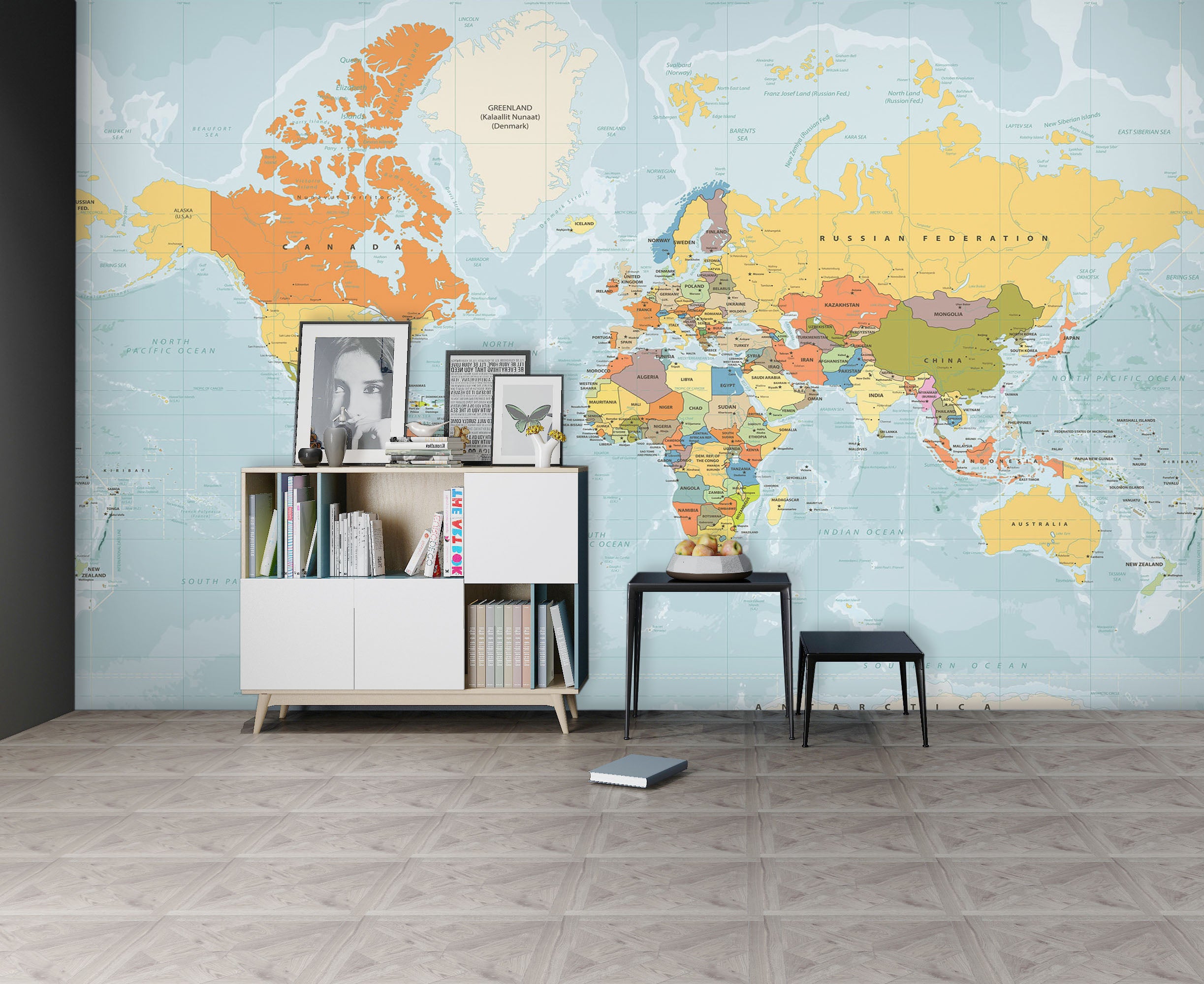 3D Yellow Map 1090 Wall Murals