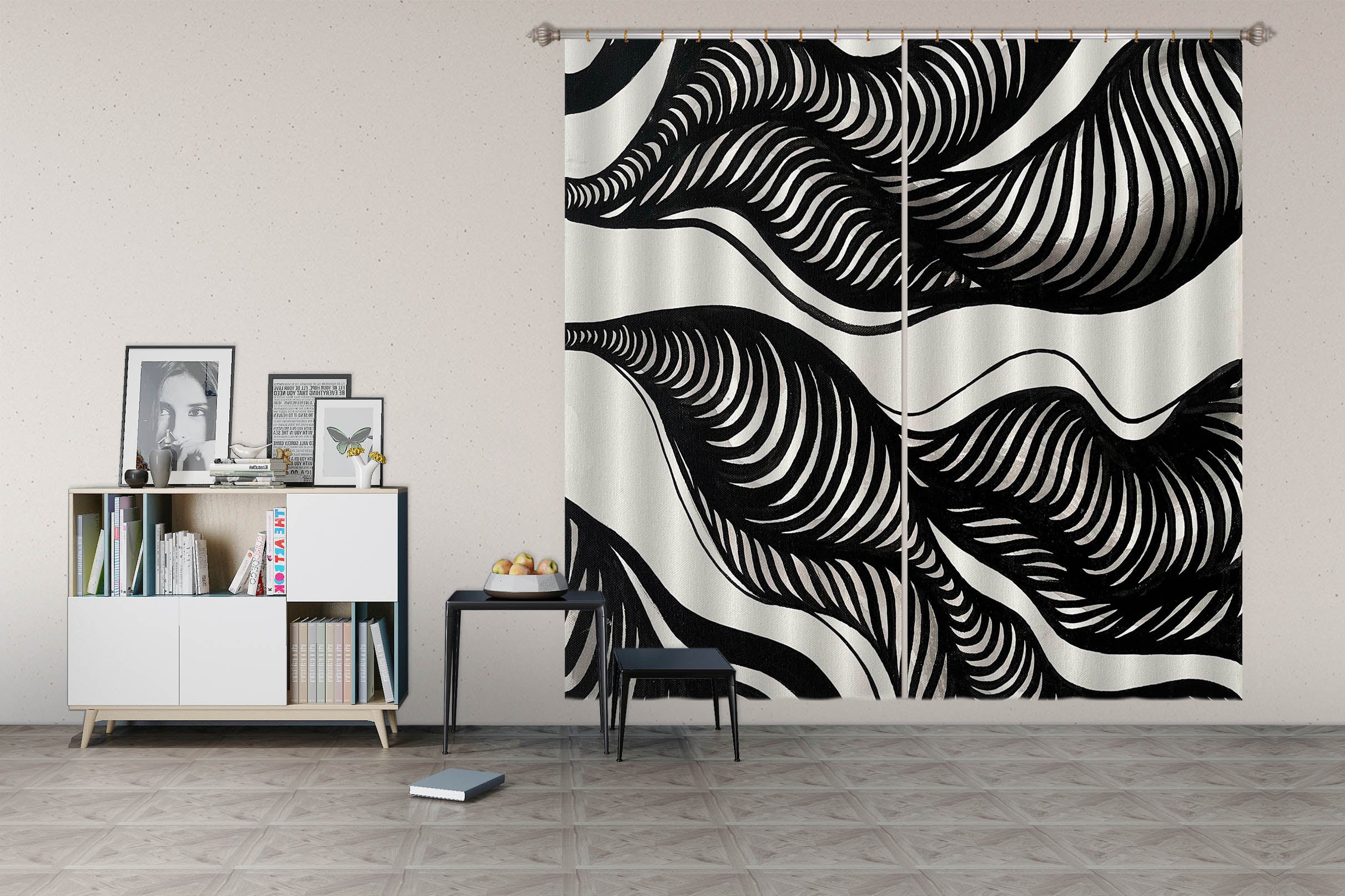 3D Black Wind 390 Jacqueline Reynoso Curtain Curtains Drapes