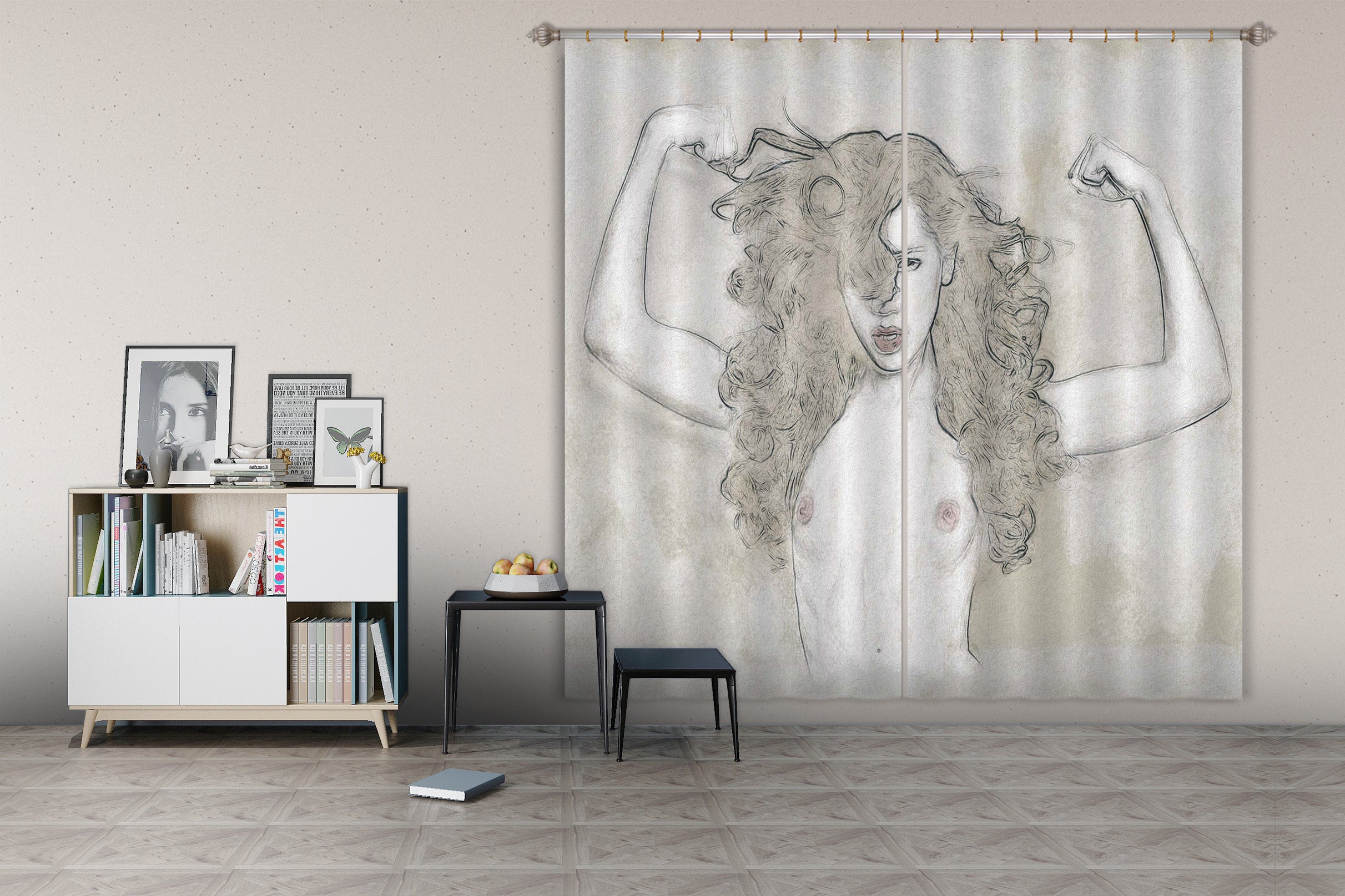 3D Cute Girl 049 Marco Cavazzana Curtain Curtains Drapes