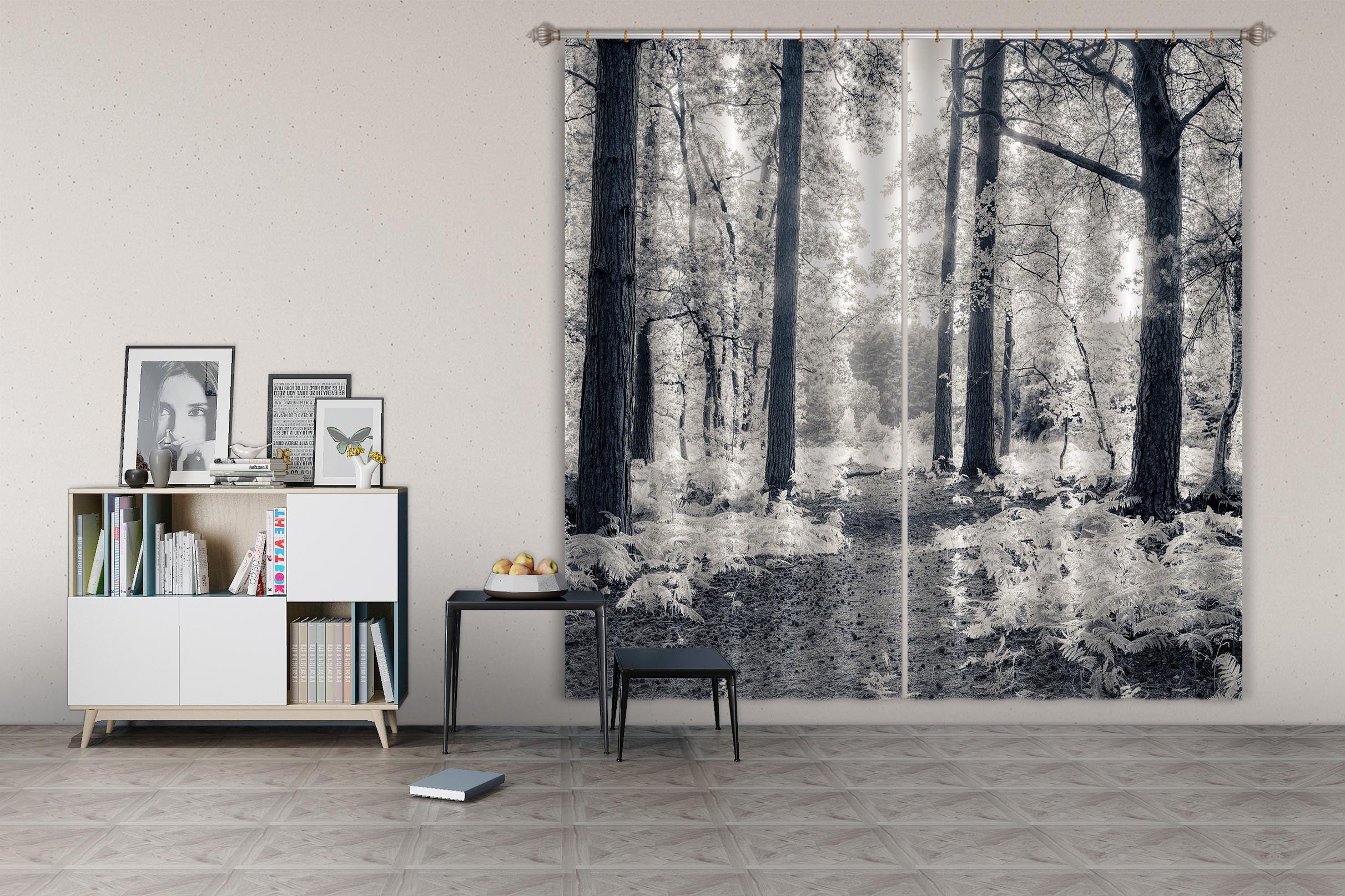 3D White Leaf 6398 Assaf Frank Curtain Curtains Drapes