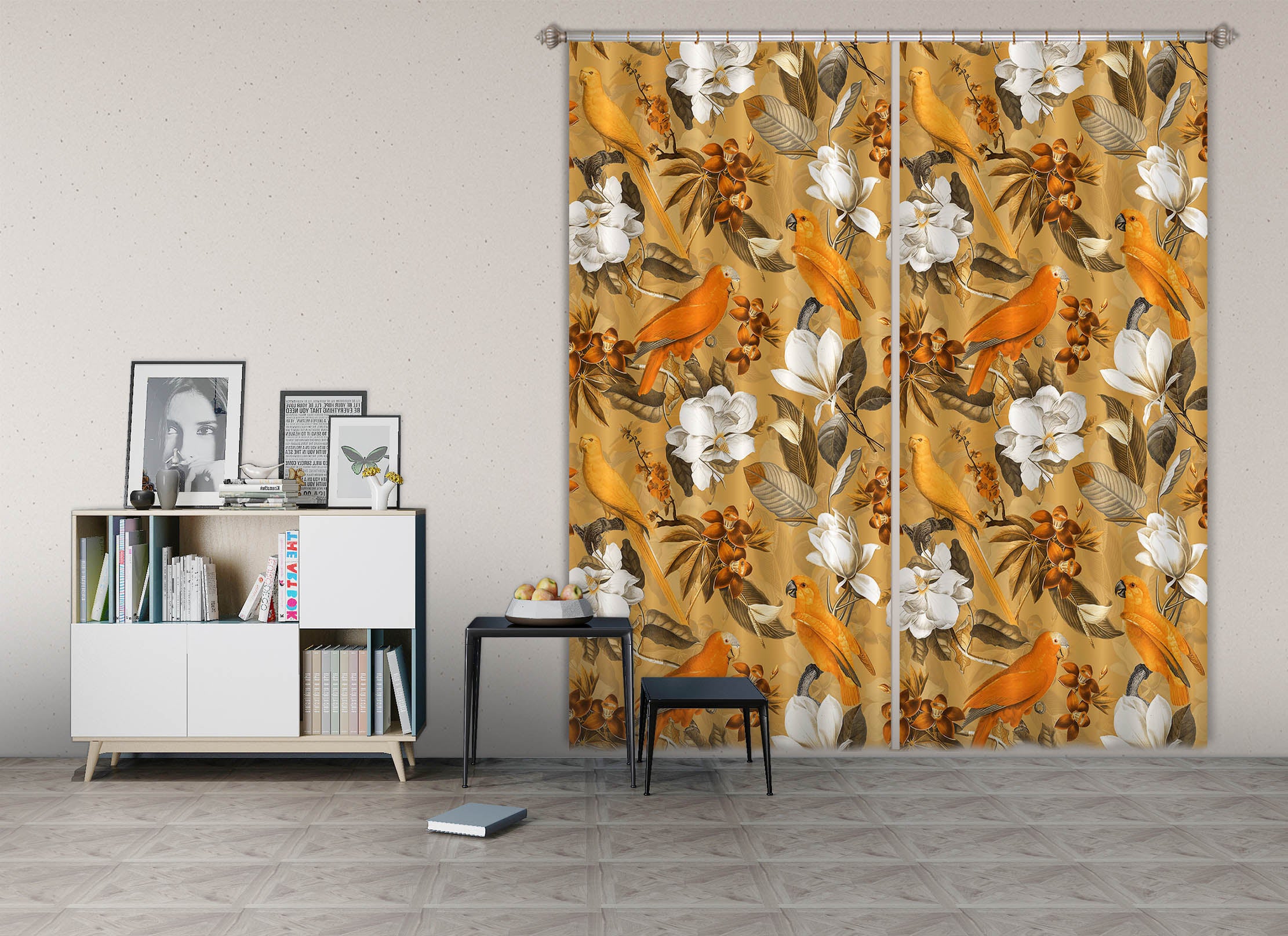 3D Flowers Leaves 185 Uta Naumann Curtain Curtains Drapes