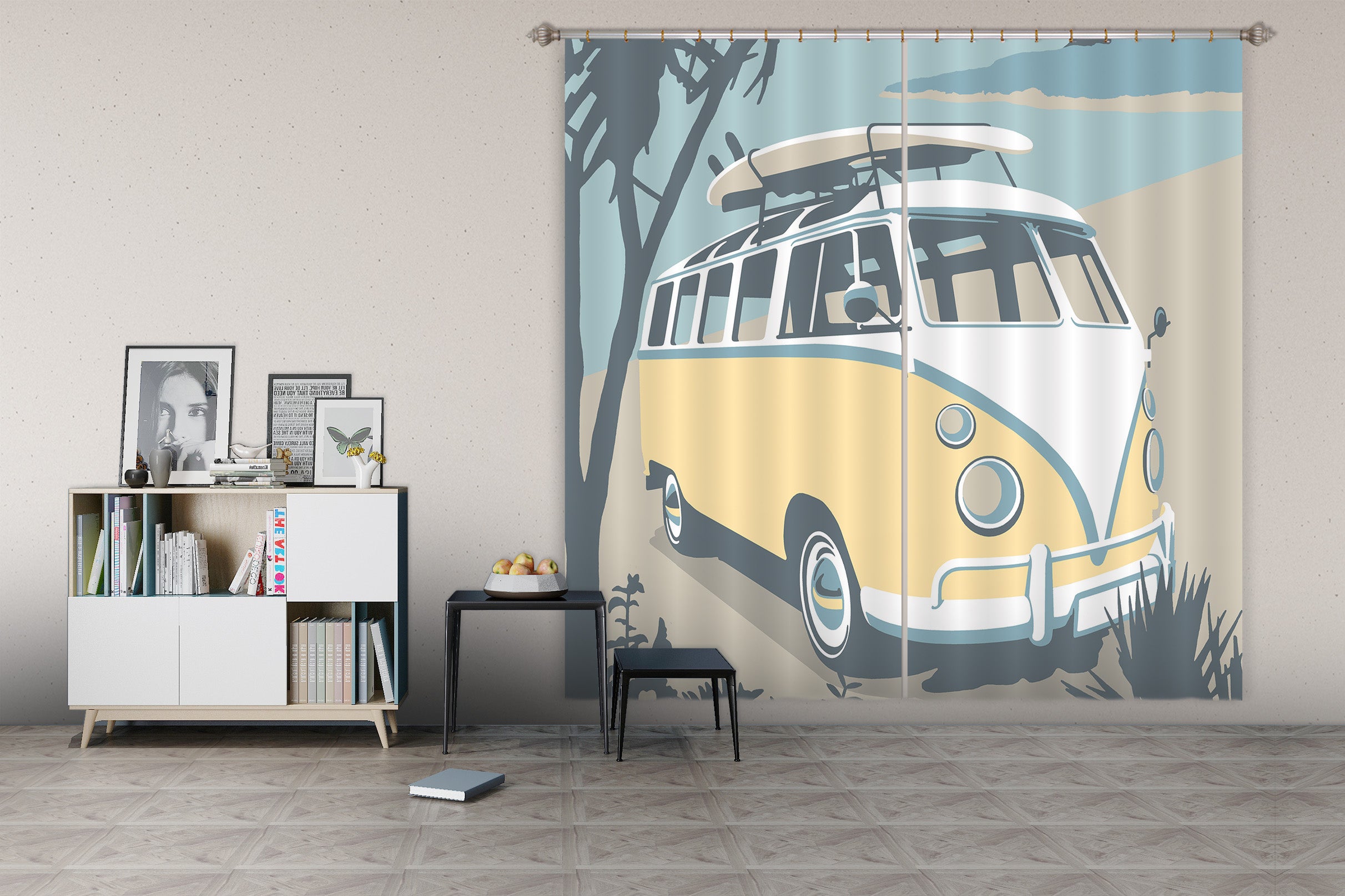 3D Newquay Camper 047 Steve Read Curtain Curtains Drapes