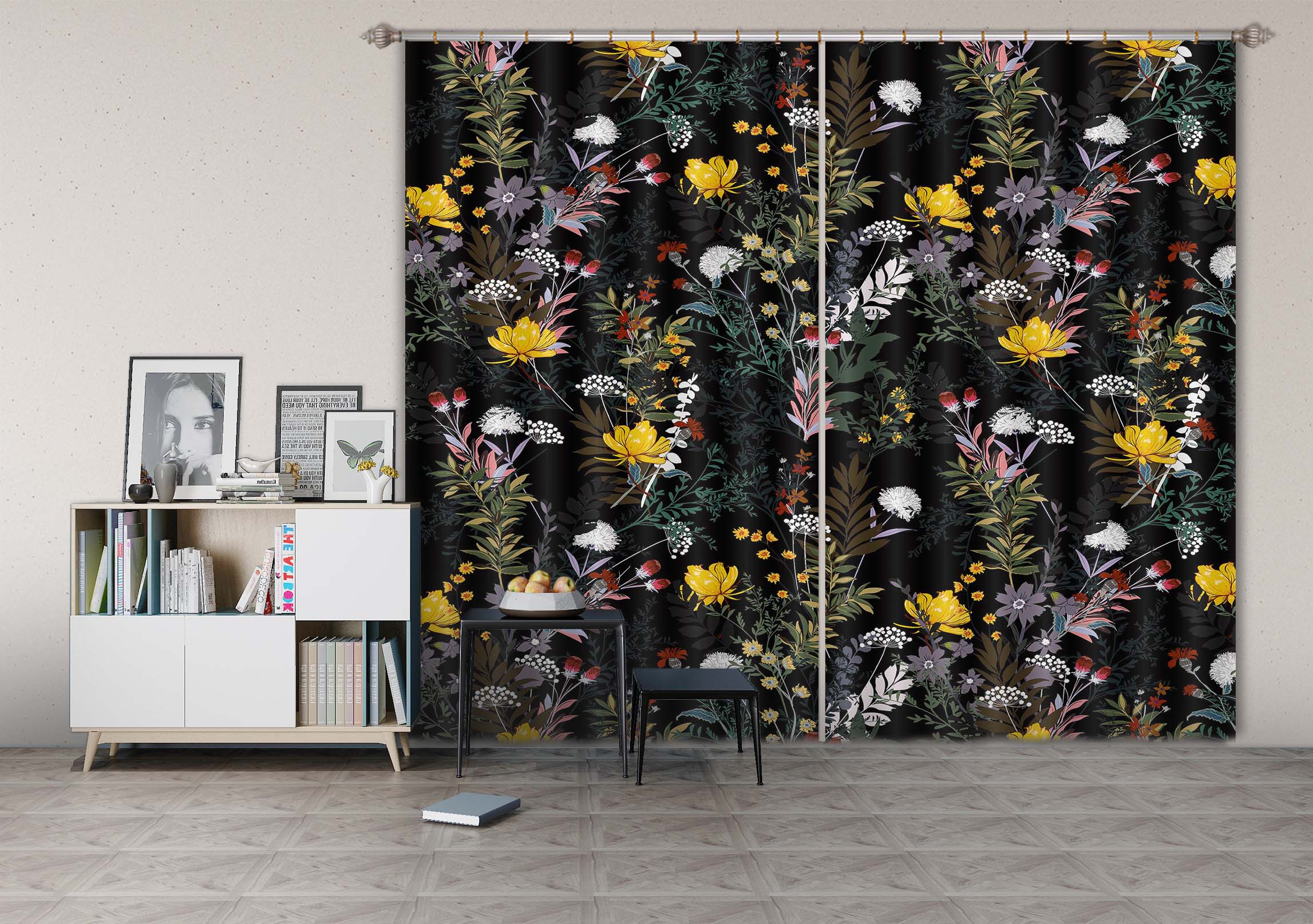 3D Small Yellow Flower 741 Curtains Drapes