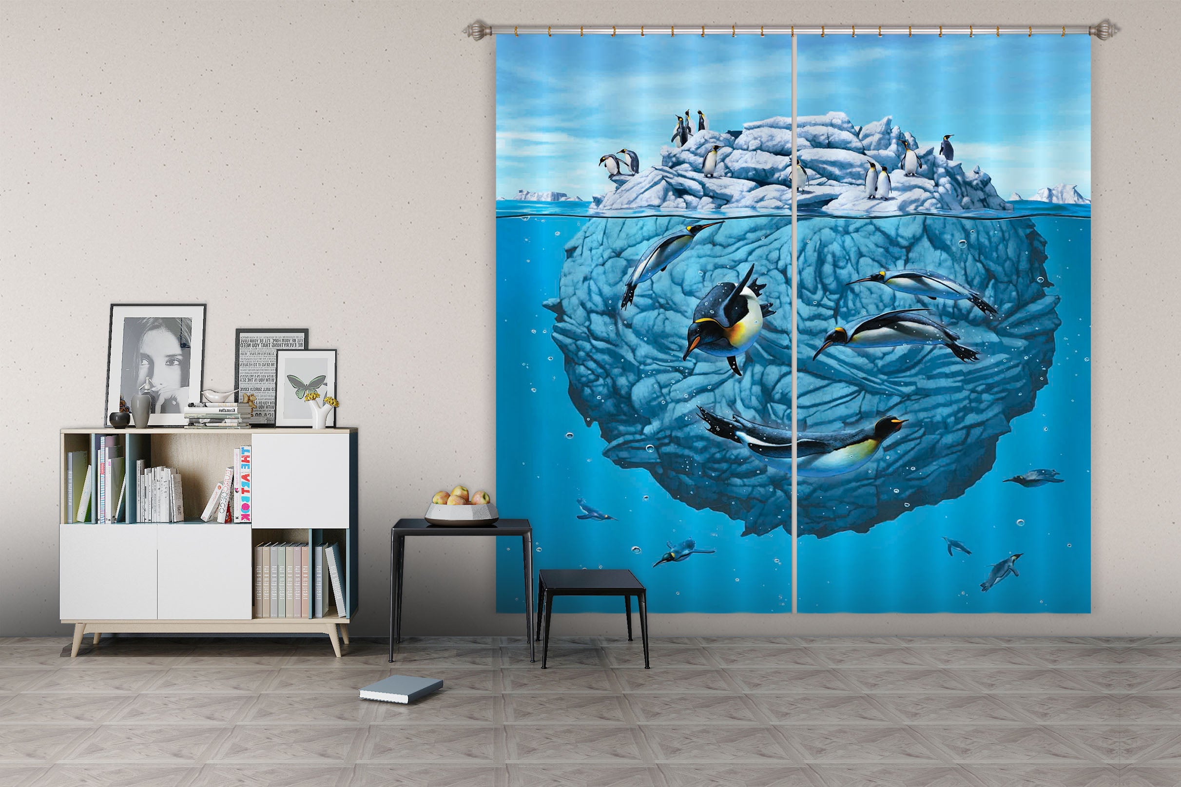 3D Penguin Wink Def 060 Vincent Hie Curtain Curtains Drapes