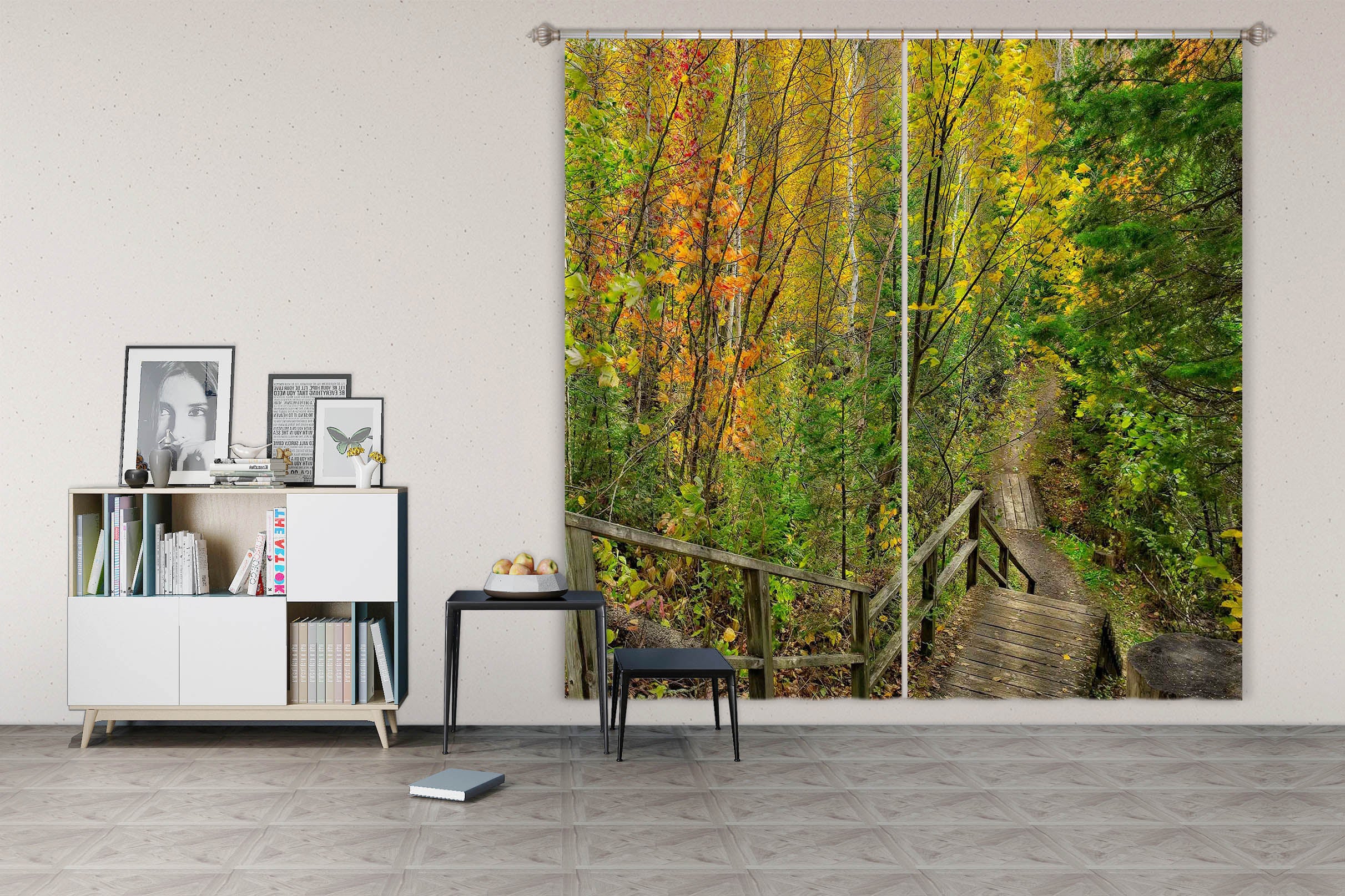 3D Forest Staircase 62144 Kathy Barefield Curtain Curtains Drapes